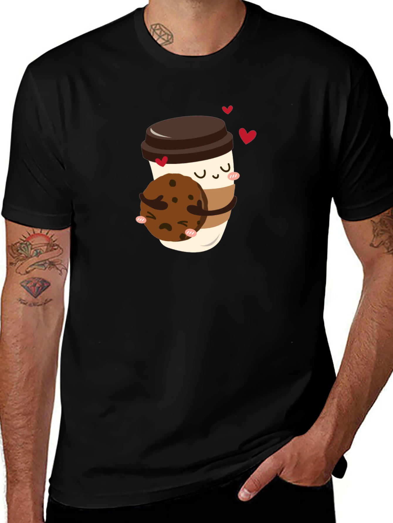 Coffee & Cookie Graphic T-Shirt - Black