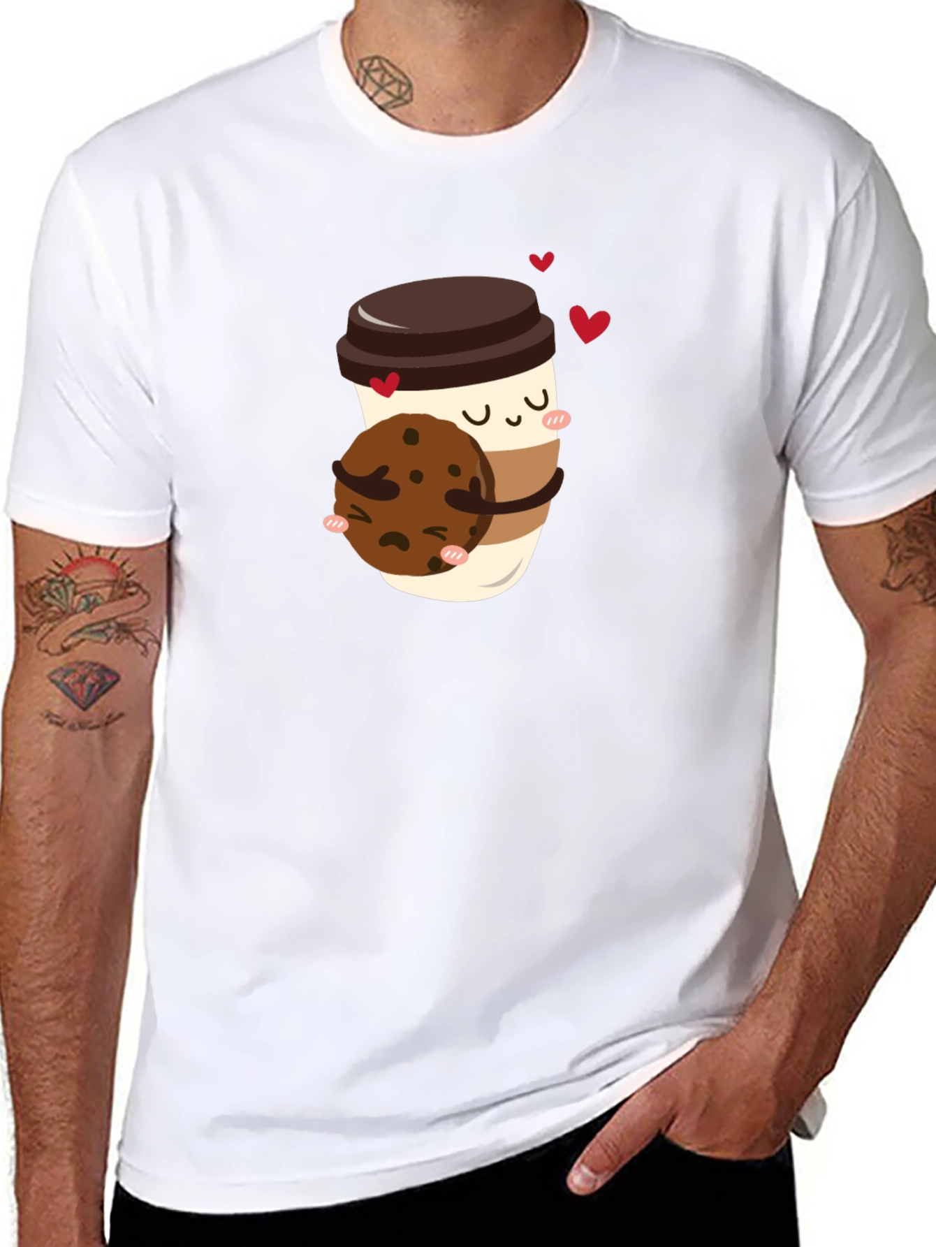 Coffee & Cookie Graphic T-Shirt - Black