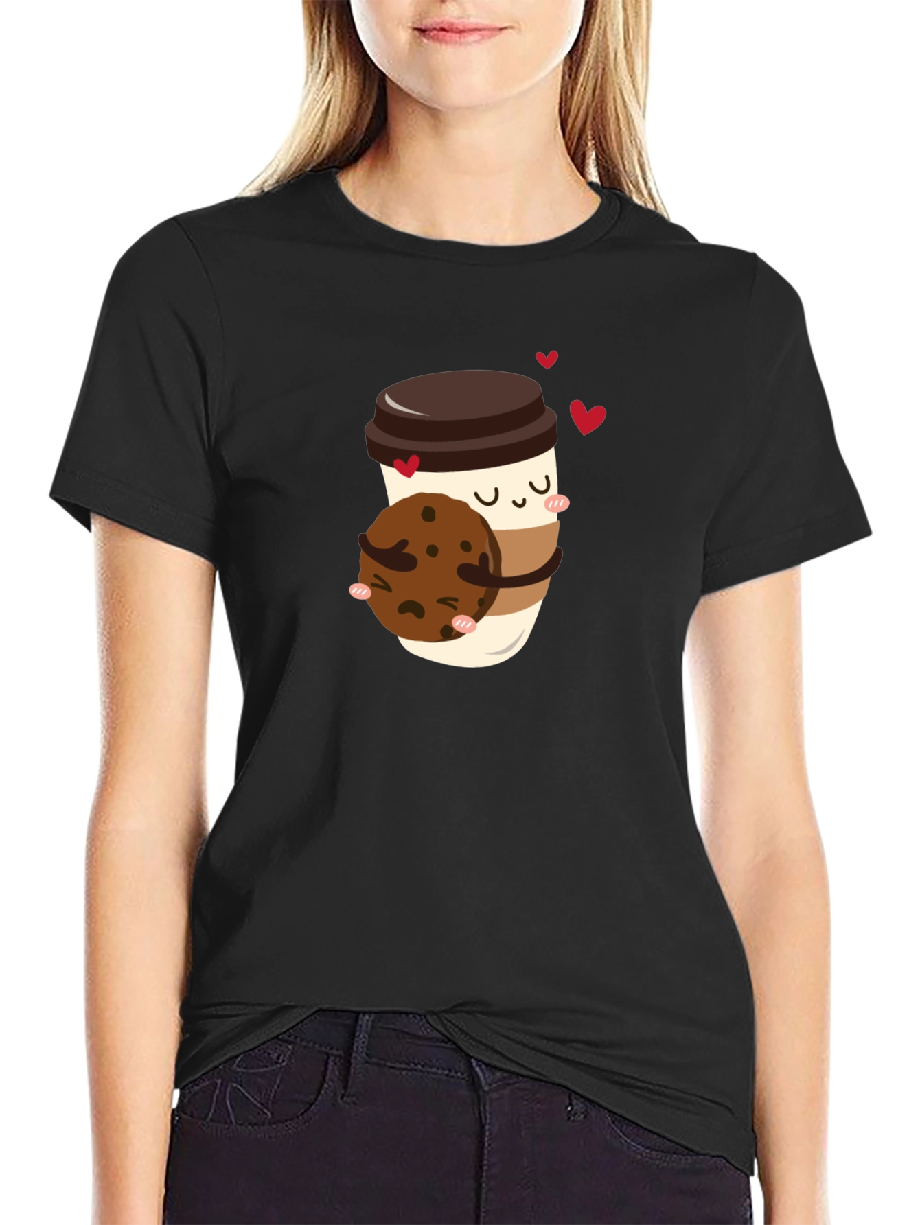 Coffee & Cookie Graphic T-Shirt - Black