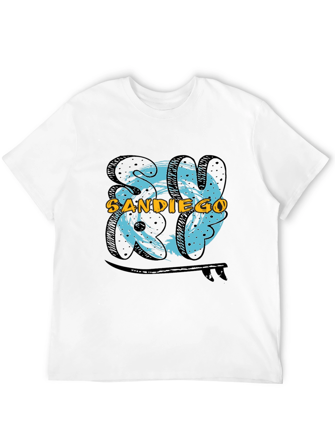 San Diego Surf T-Shirt - Black Cotton Tee