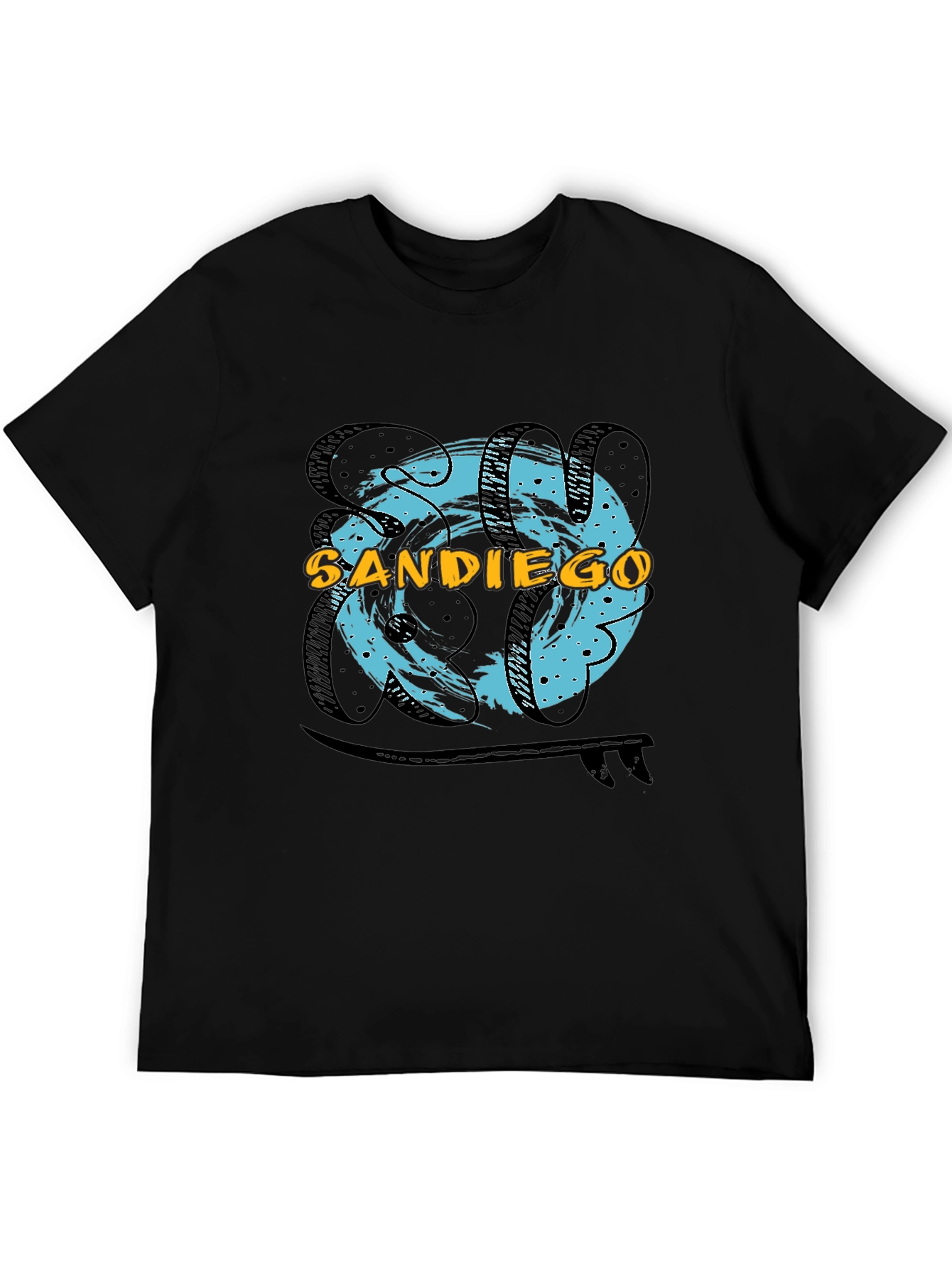 San Diego Surf T-Shirt - Black Cotton Tee