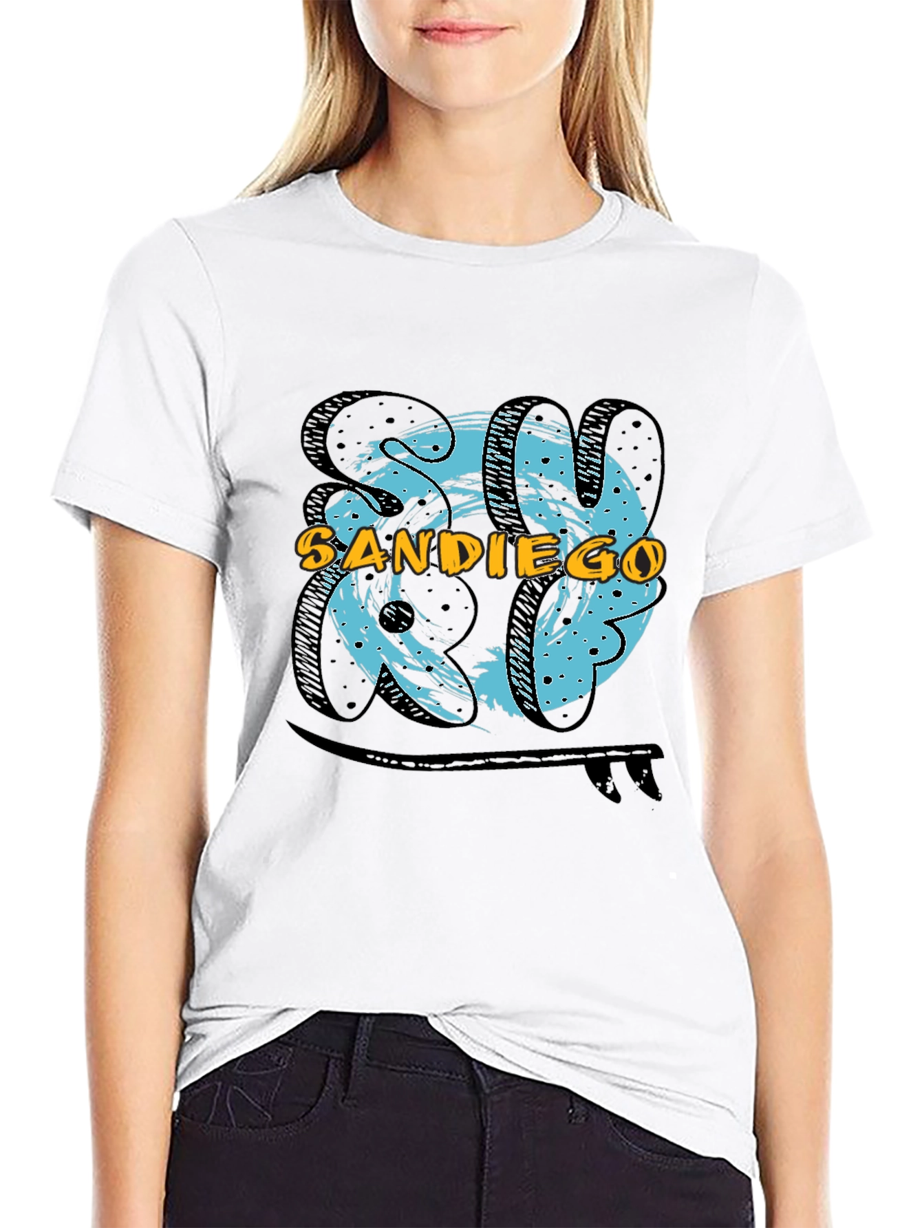 San Diego Surf T-Shirt - Black Cotton Tee