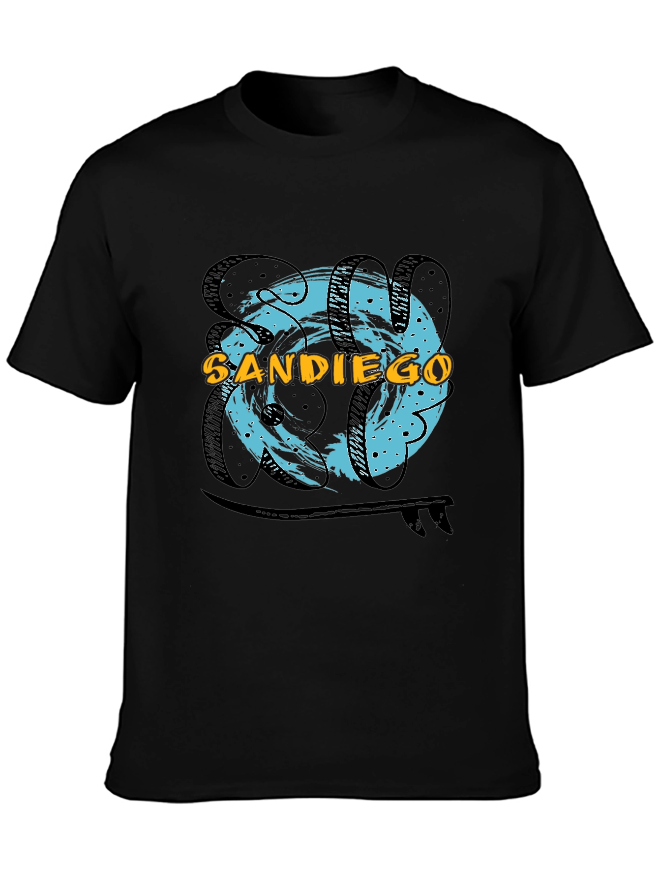 San Diego Surf T-Shirt - Black Cotton Tee
