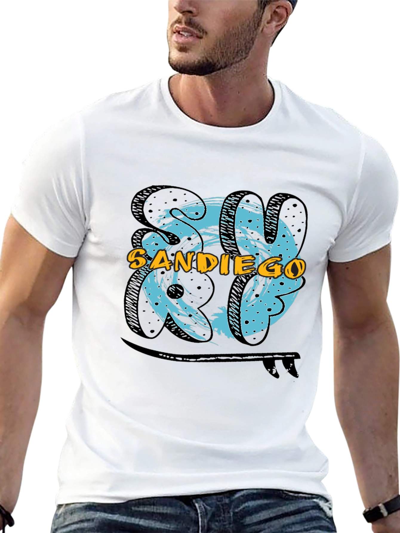 San Diego Surf T-Shirt - Black Cotton Tee