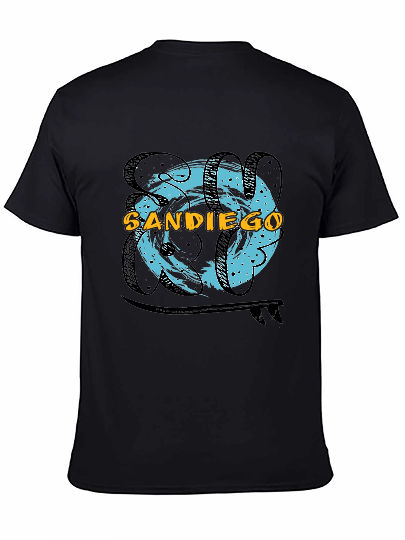 San Diego Surf T-Shirt - Black Cotton Tee
