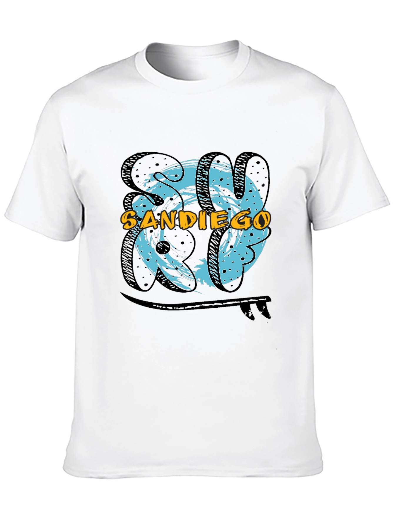 San Diego Surf T-Shirt - Black Cotton Tee