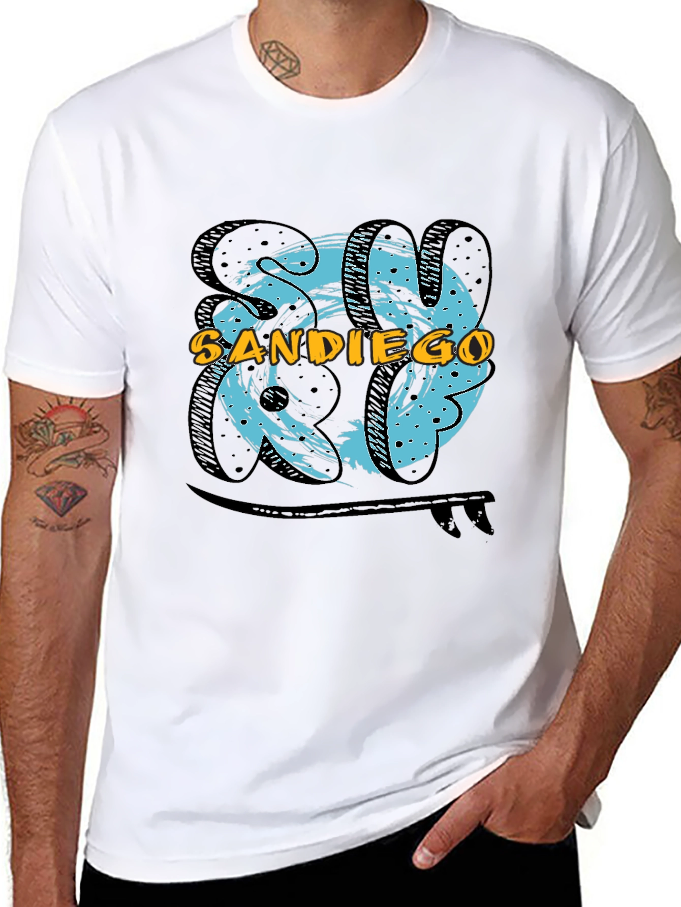 San Diego Surf T-Shirt - Black Cotton Tee