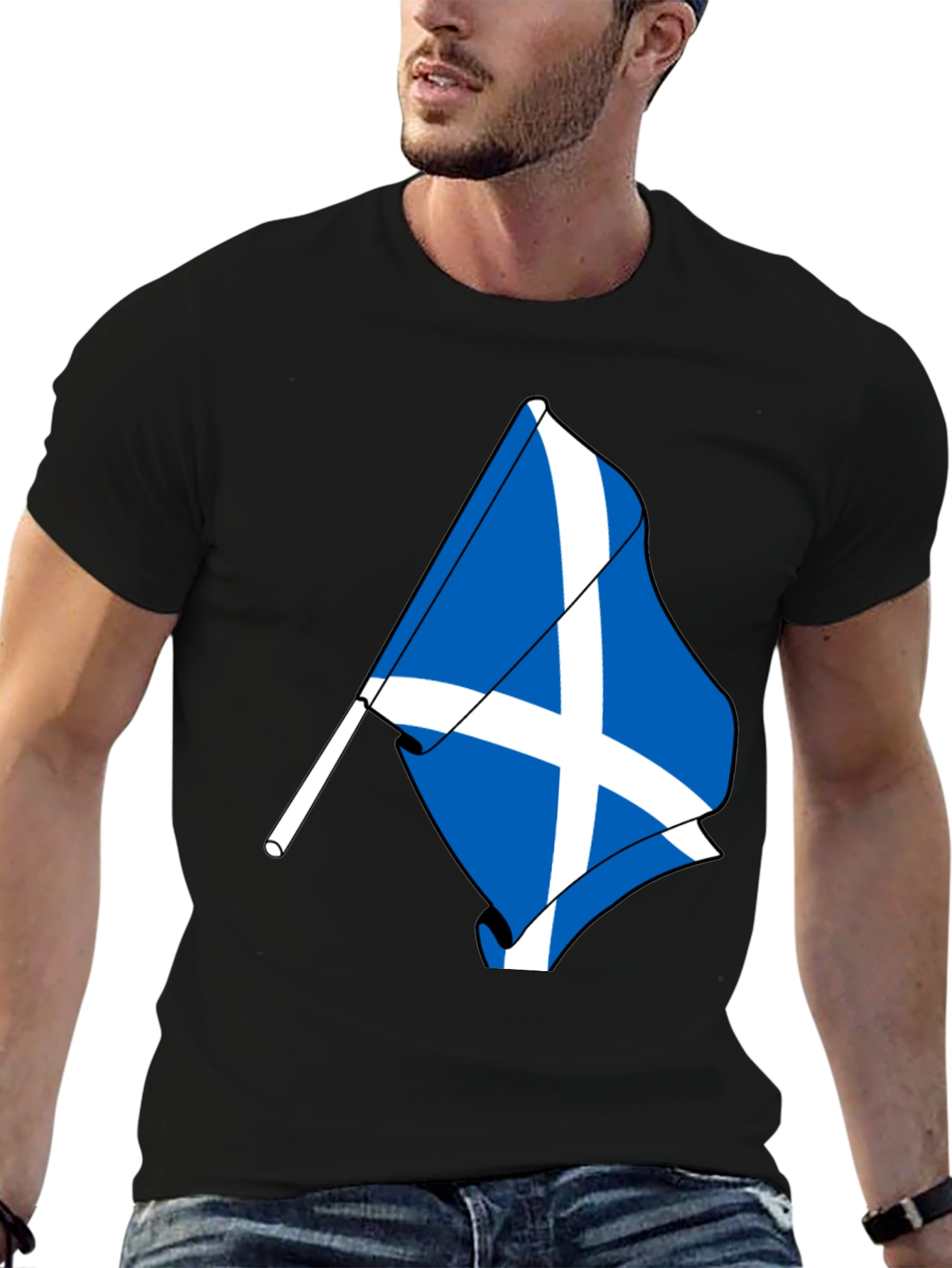 Scotland Flag Graphic Tee - Black Cotton Blend