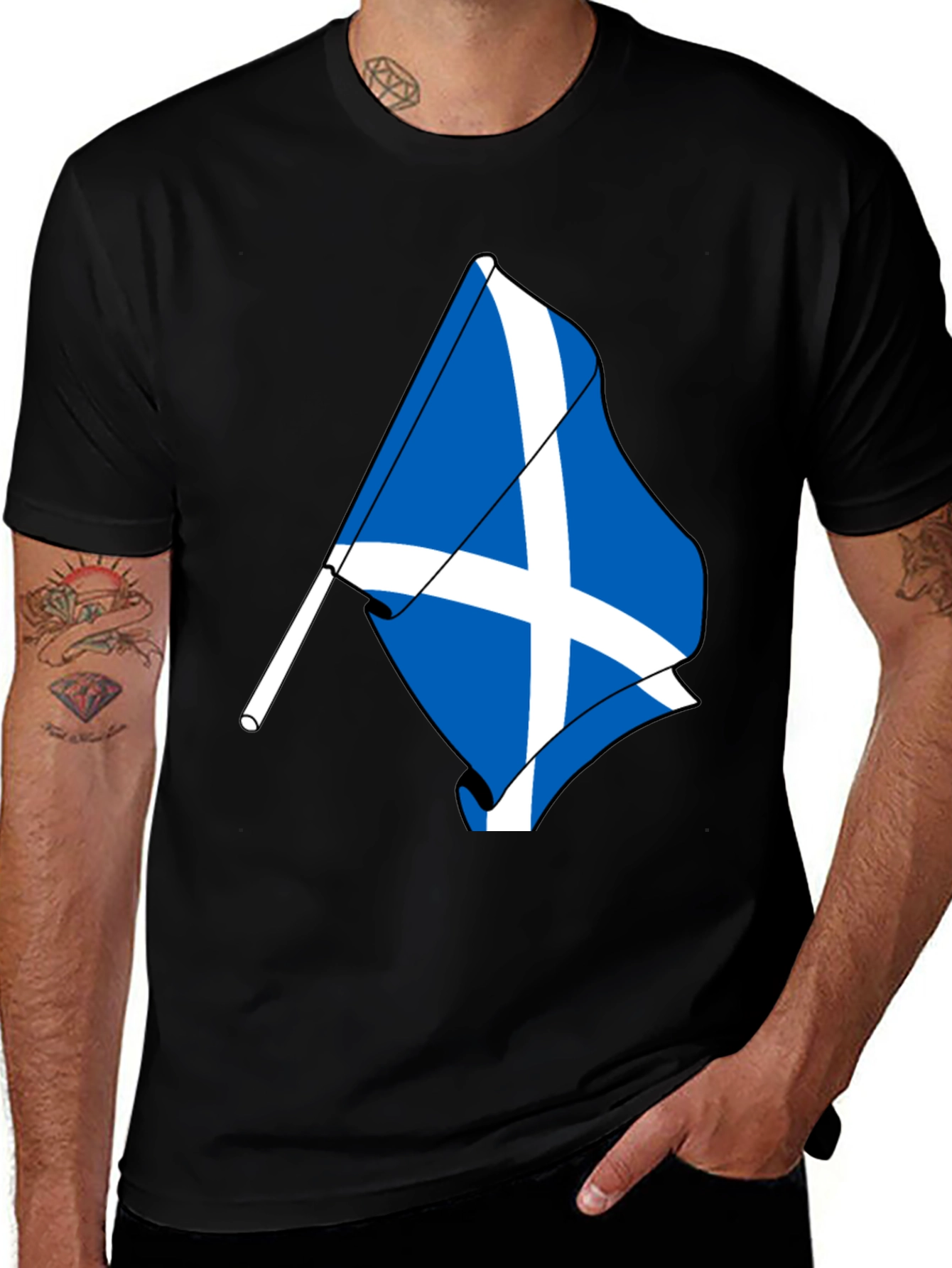 Scotland Flag Graphic Tee - Black Cotton Blend