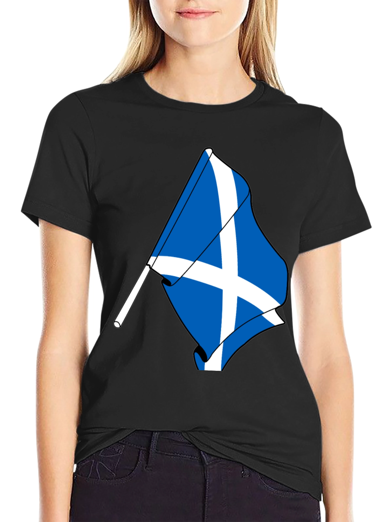 Scotland Flag Graphic Tee - Black Cotton Blend