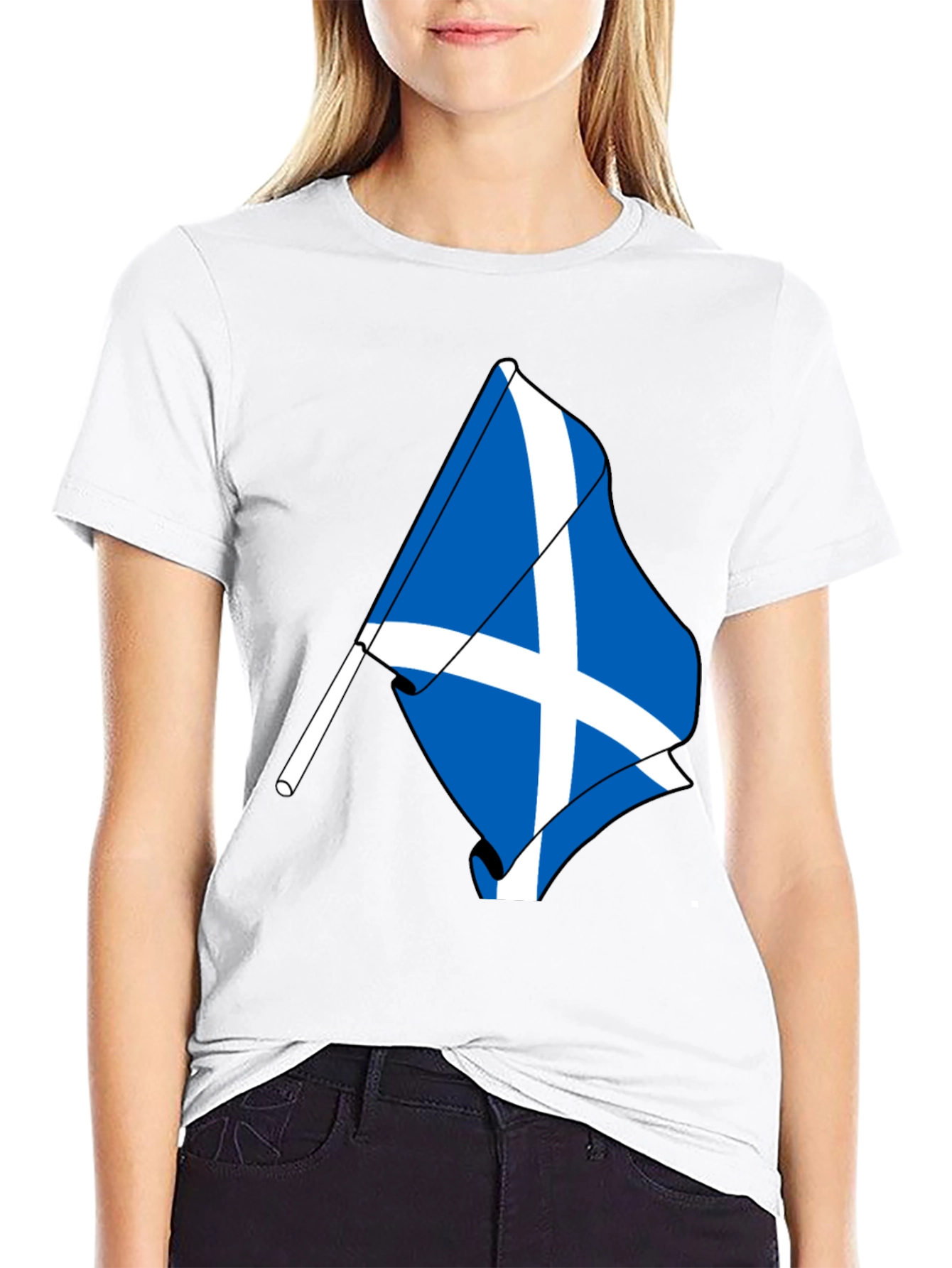 Scotland Flag Graphic Tee - Black Cotton Blend
