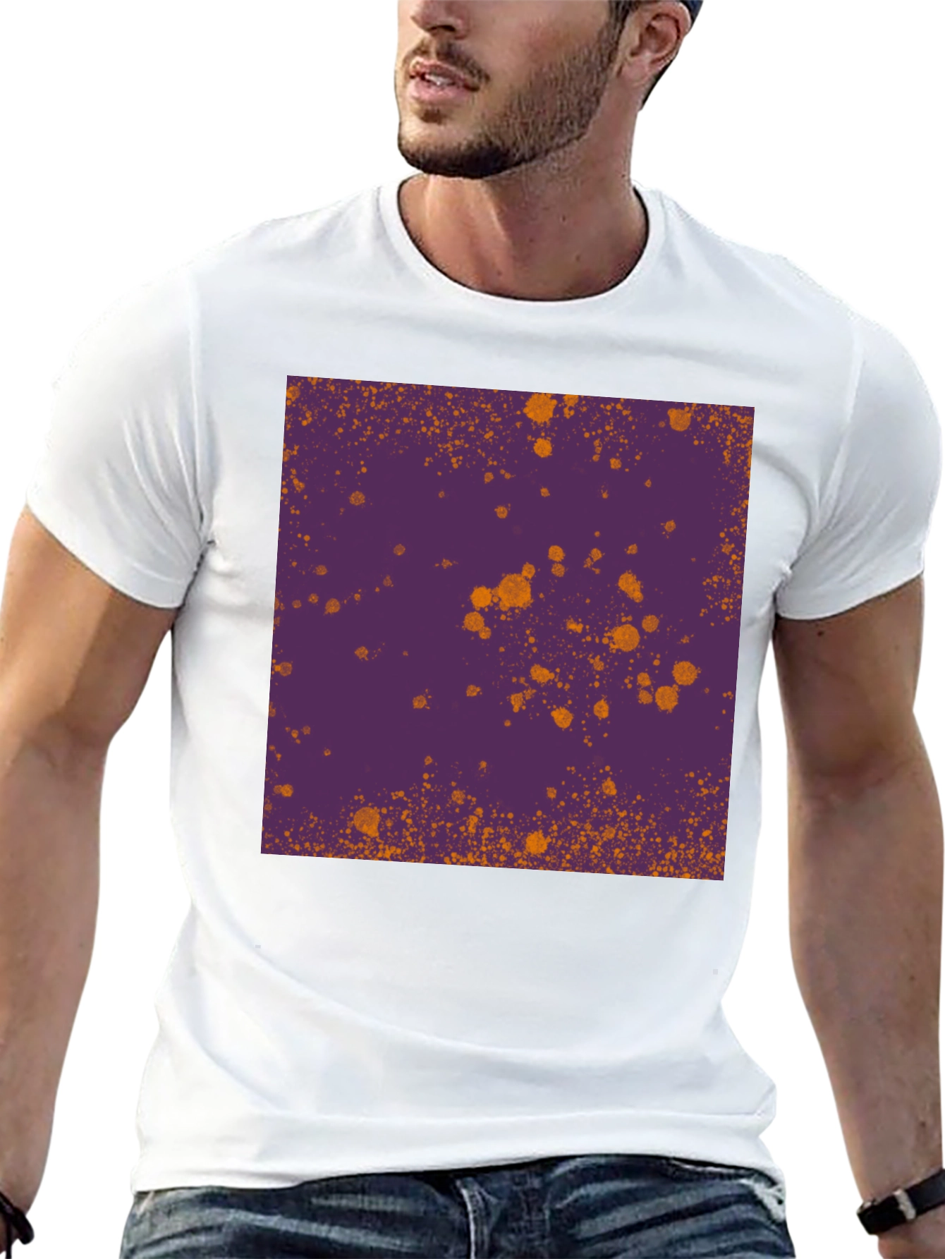 Black T-Shirt with Abstract Splatter Design