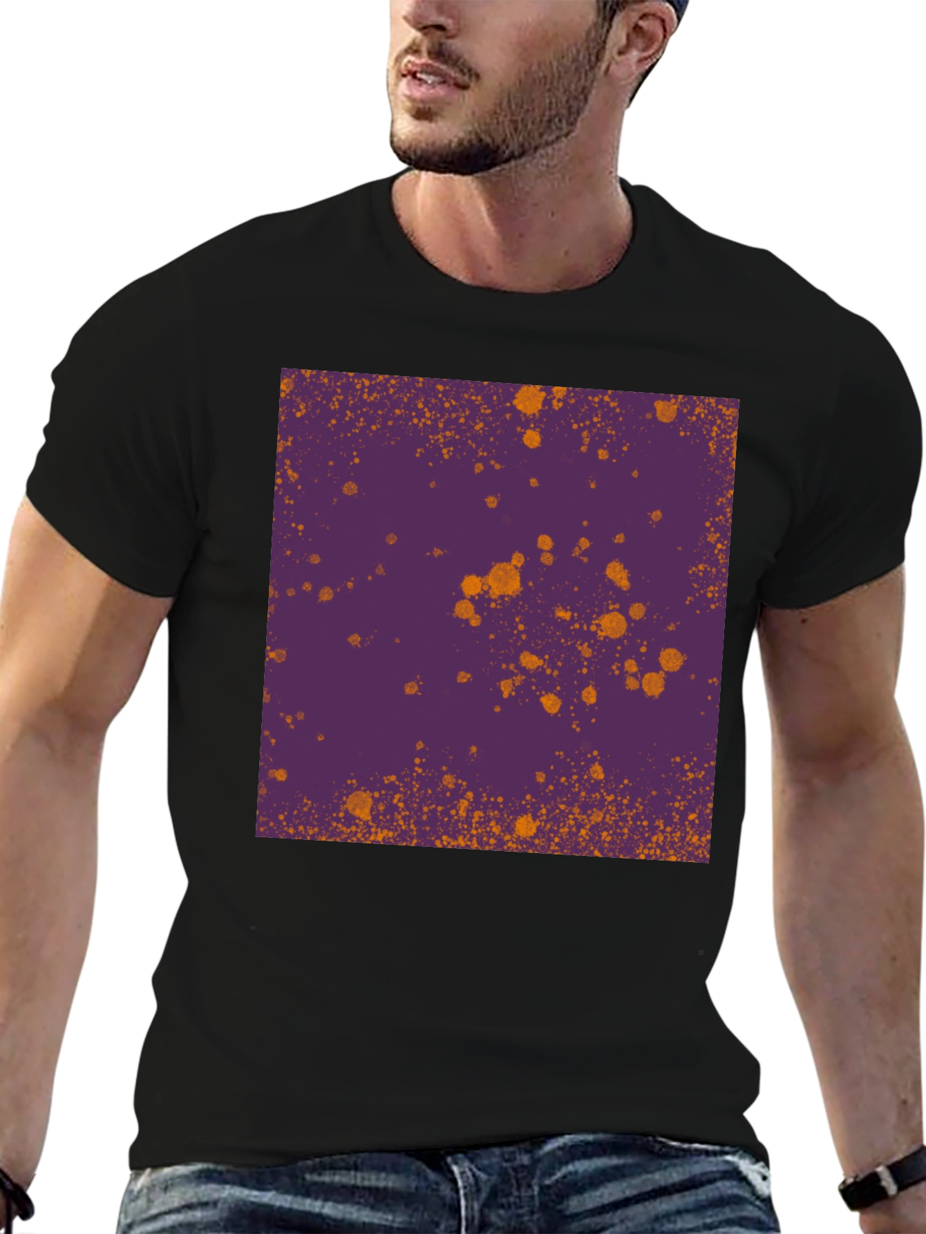 Black T-Shirt with Abstract Splatter Design