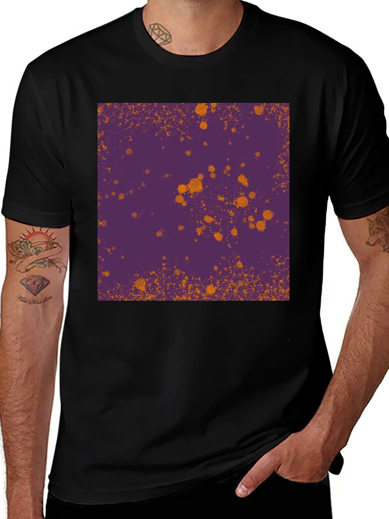 Black T-Shirt with Abstract Splatter Design