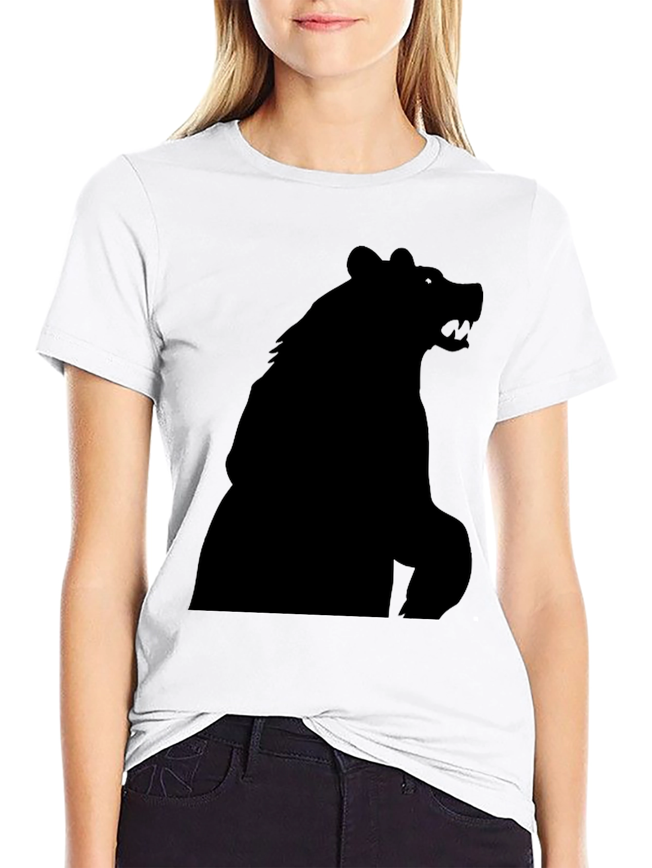 Black Bear Silhouette Graphic Tee - Mens Fashion