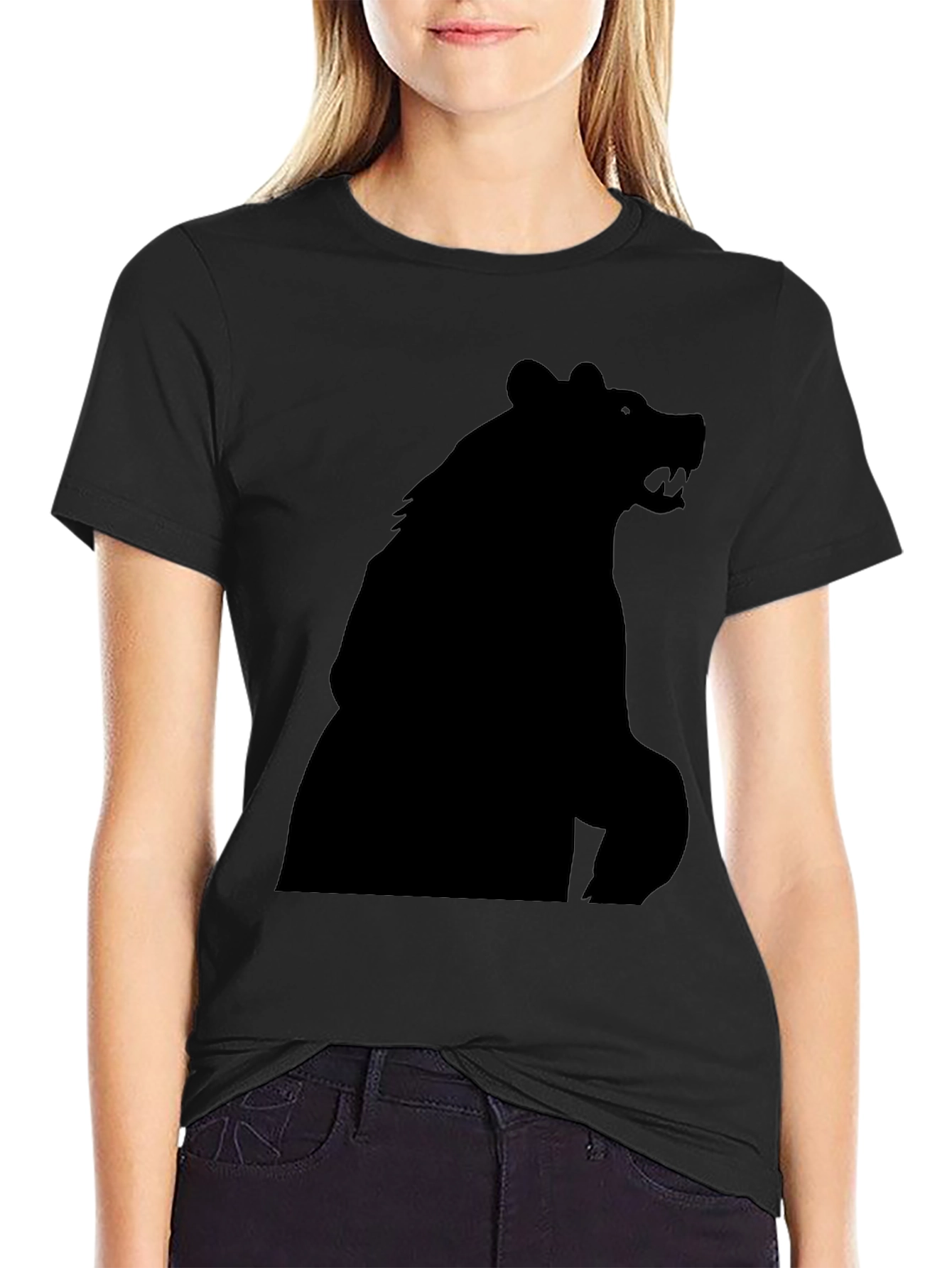Black Bear Silhouette Graphic Tee - Mens Fashion