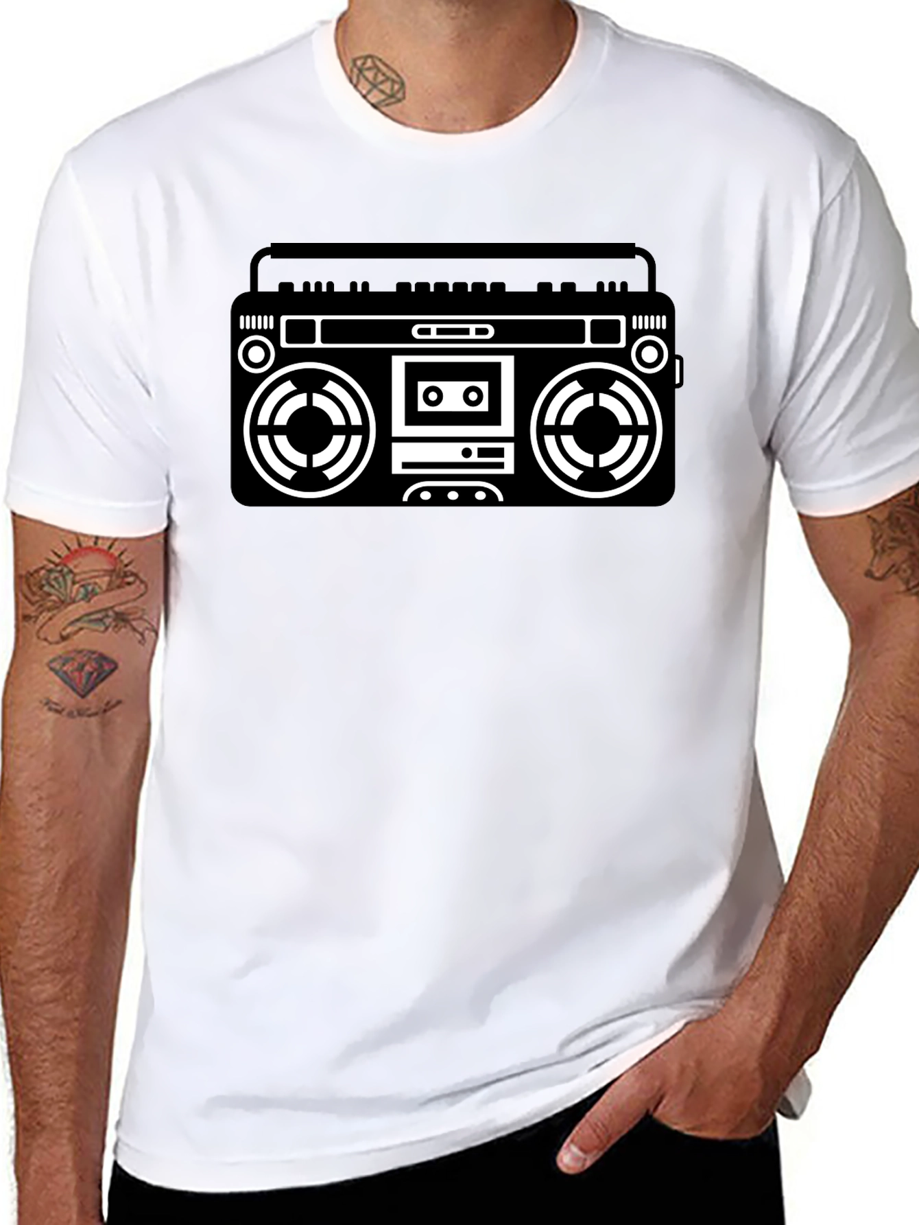 Retro Boombox Graphic Tee - Classic Cool