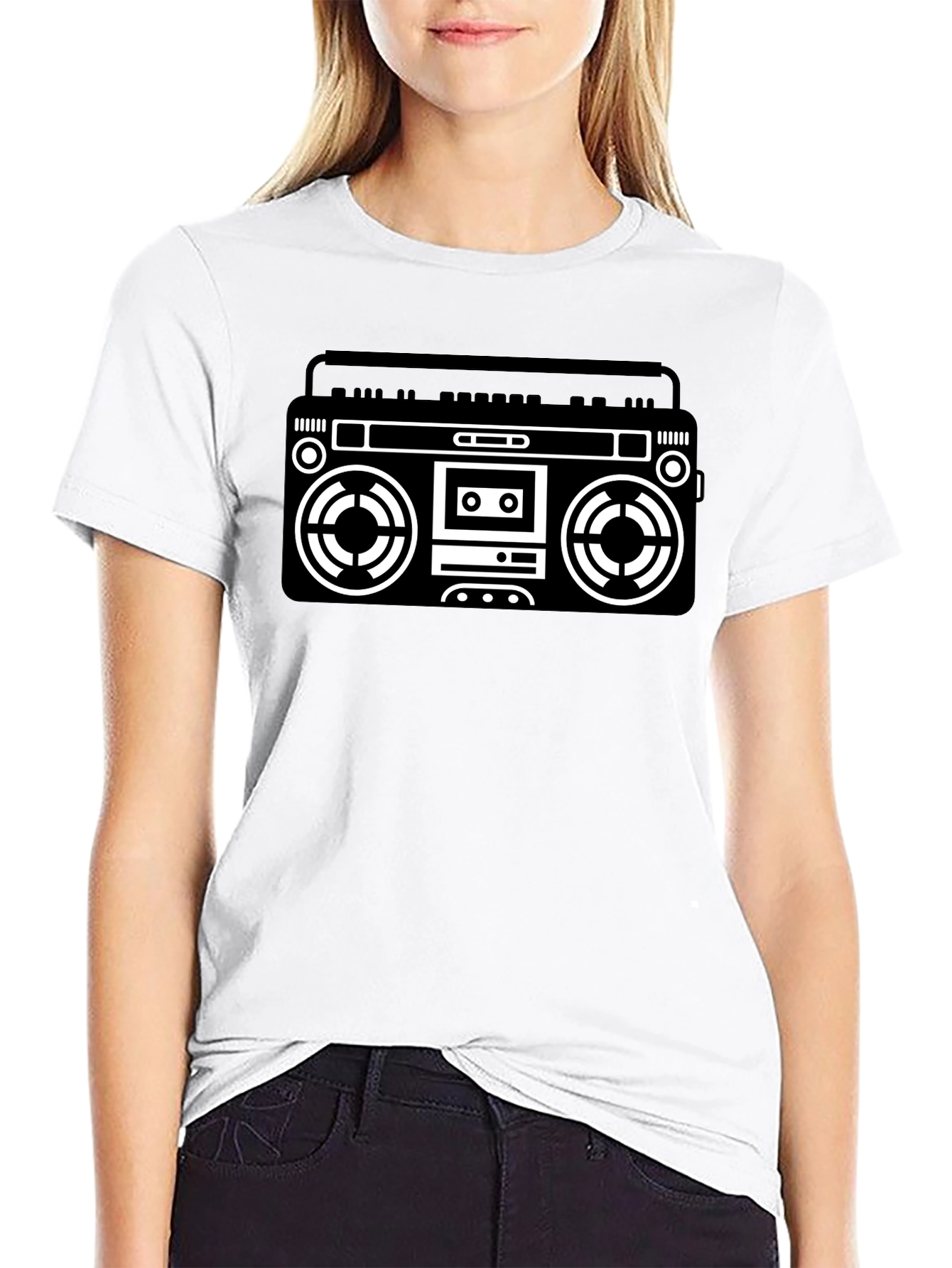 Retro Boombox Graphic Tee - Classic Cool