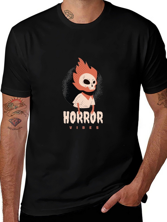 Horror Vibes Graphic Tee - Spooky Skeleton Shirt
