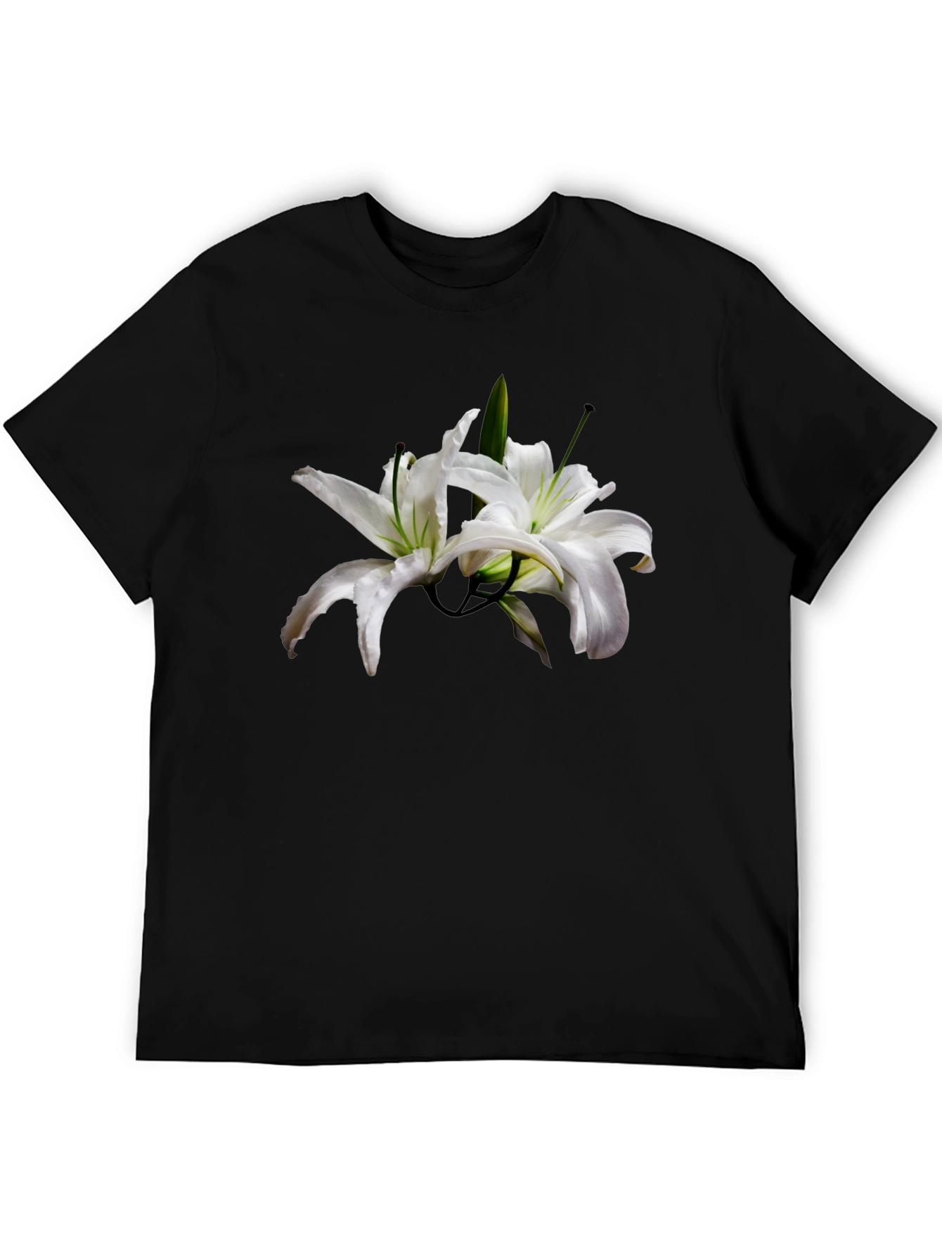 Floral Lily Black T-Shirt