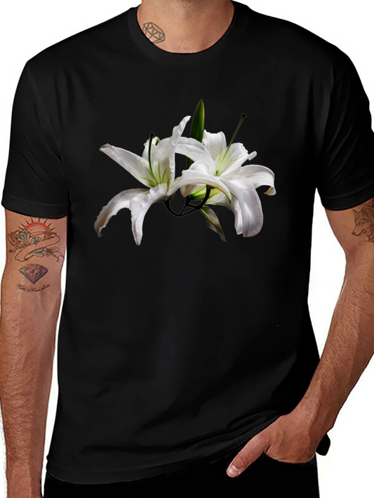 Floral Lily Black T-Shirt