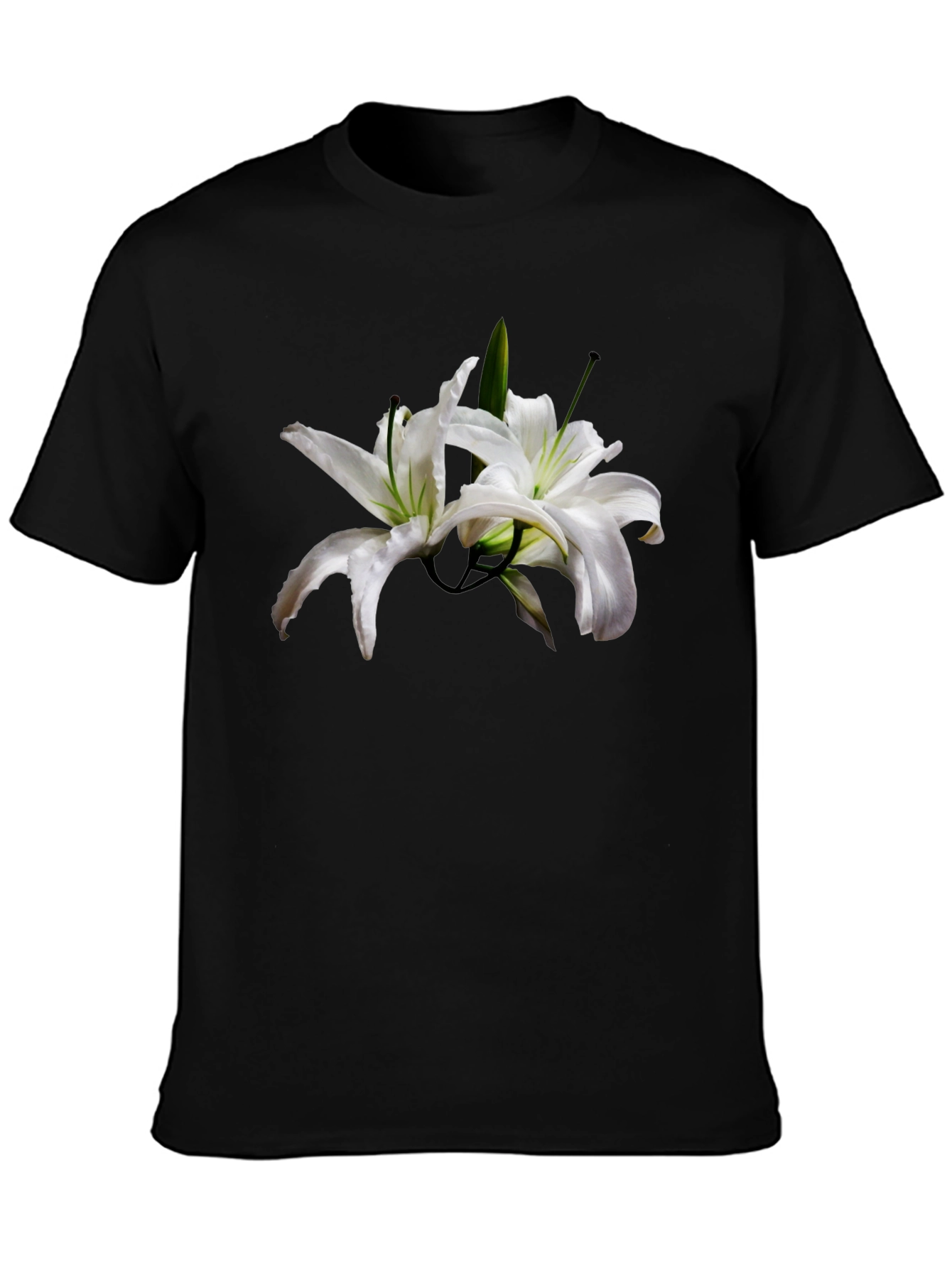 Floral Lily Black T-Shirt