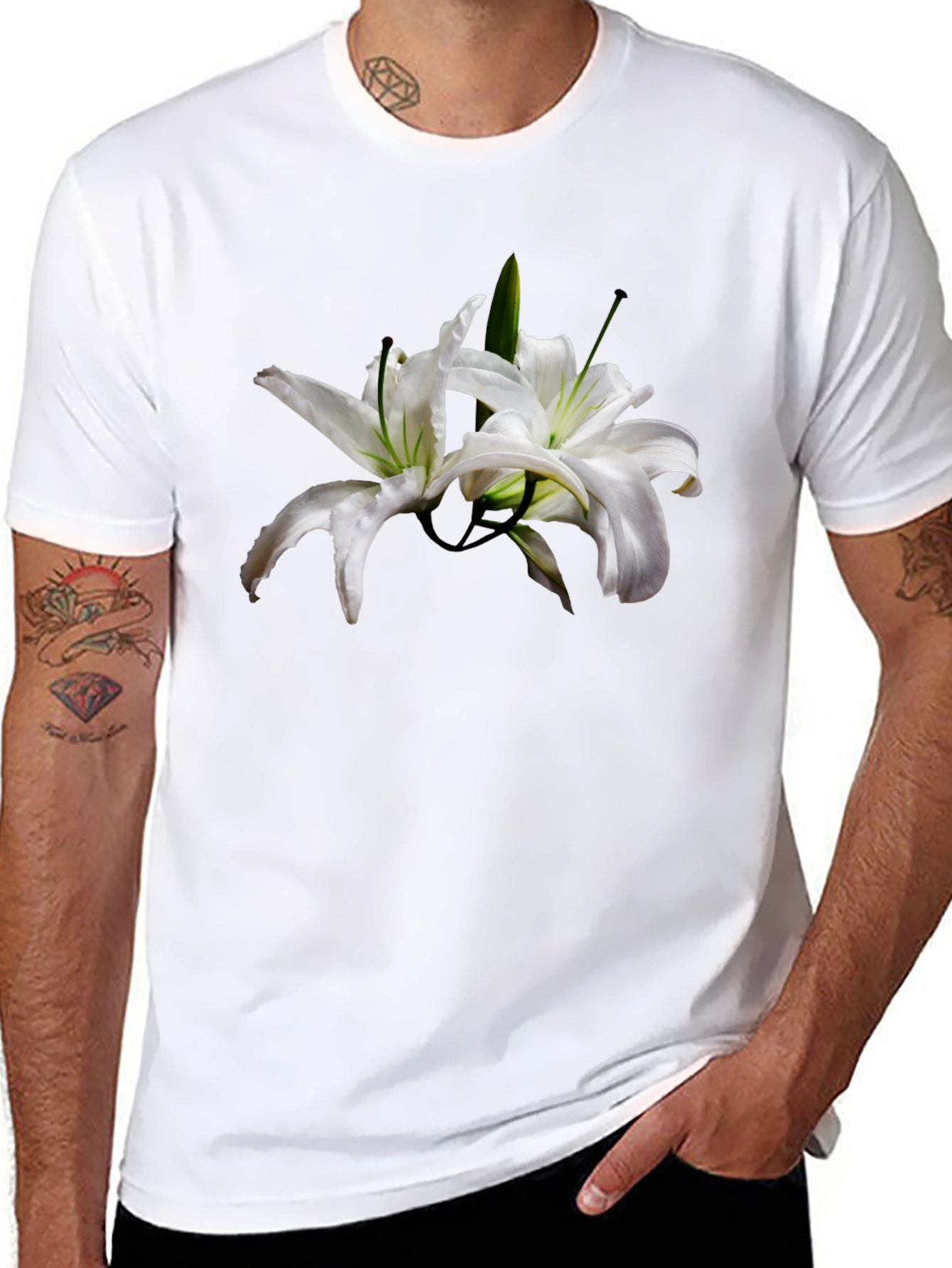 Floral Lily Black T-Shirt