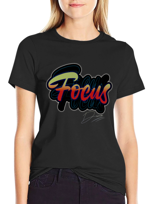 Focus Graphic Print Black Tee