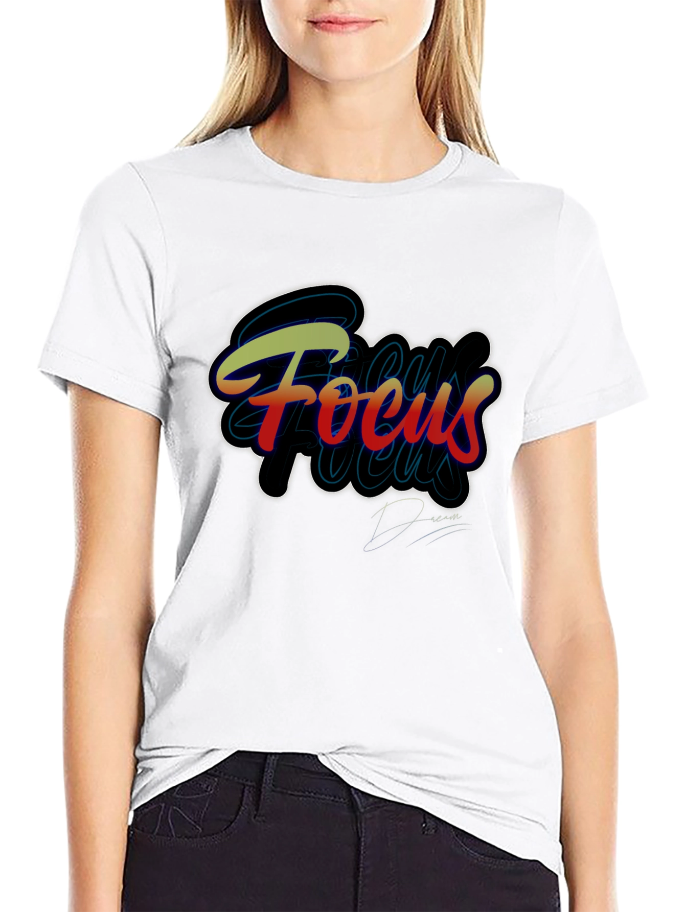 Focus Graphic Print Black Tee