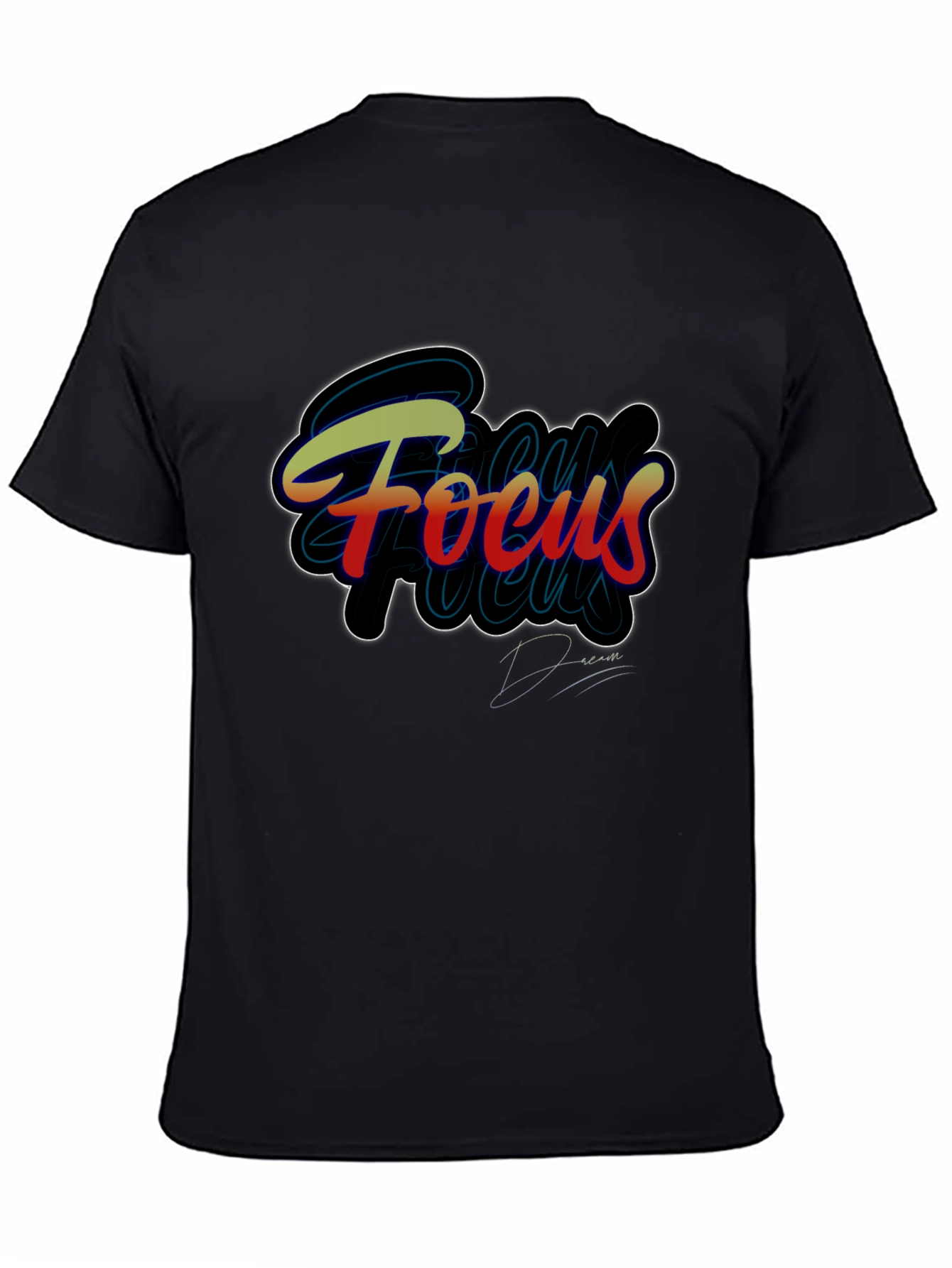 Focus Graphic Print Black Tee