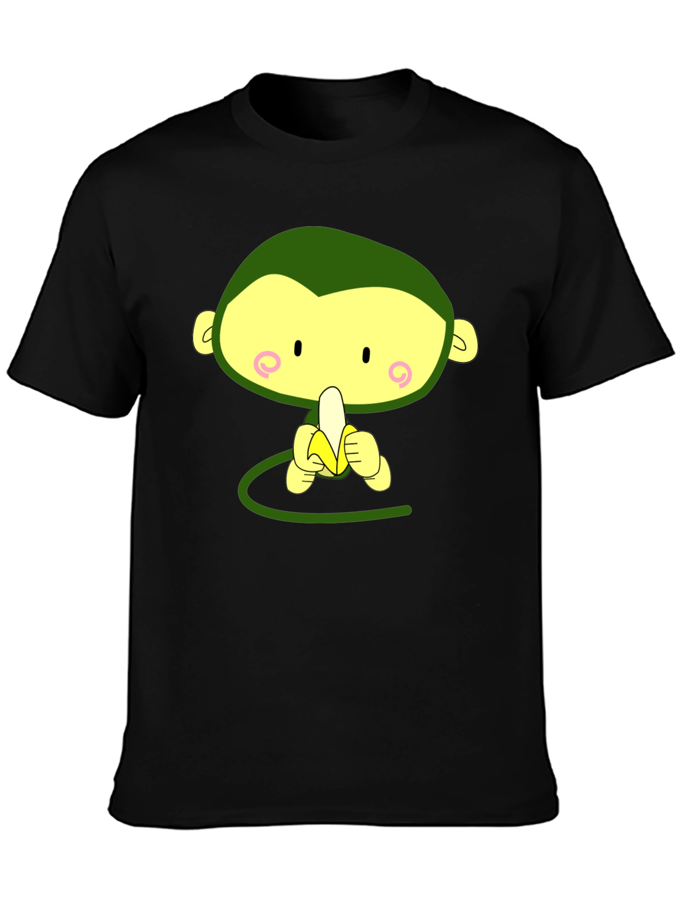 Cute Monkey Eating Banana Graphic Tee