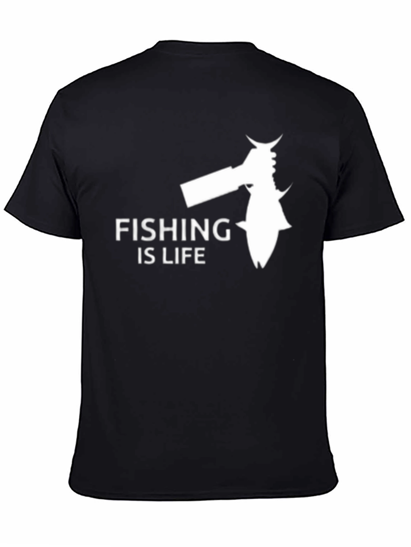 Fishing Is Life Graphic Tee - Black
