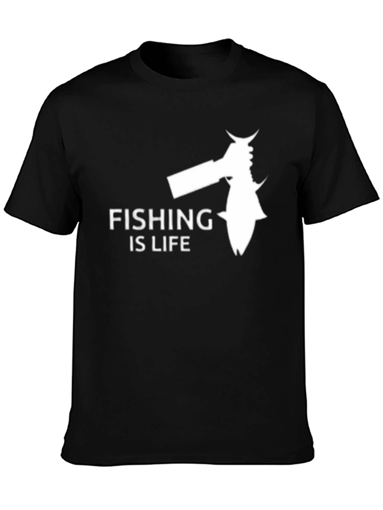 Fishing Is Life Graphic Tee - Black