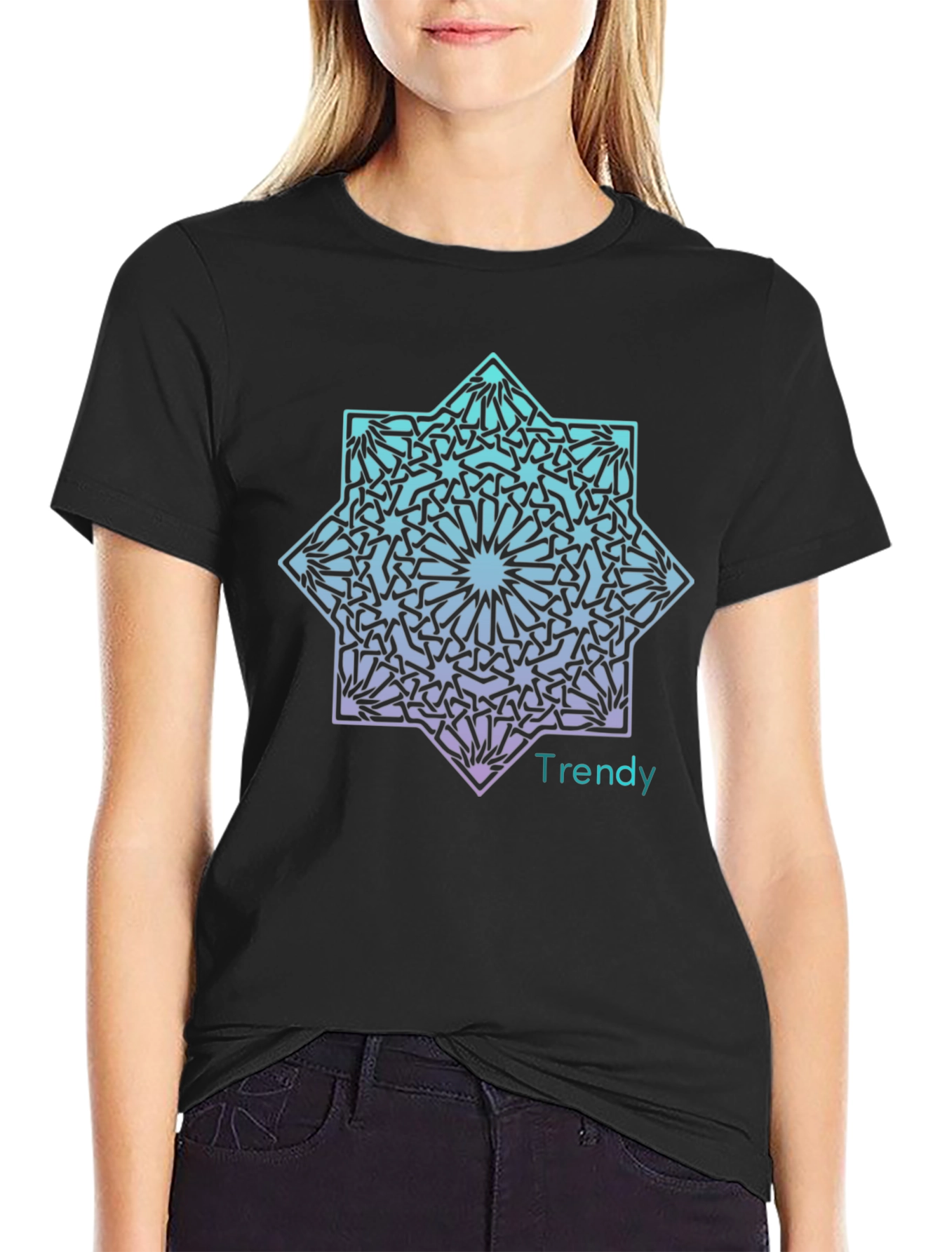 Trendy Geometric Star Graphic T-Shirt