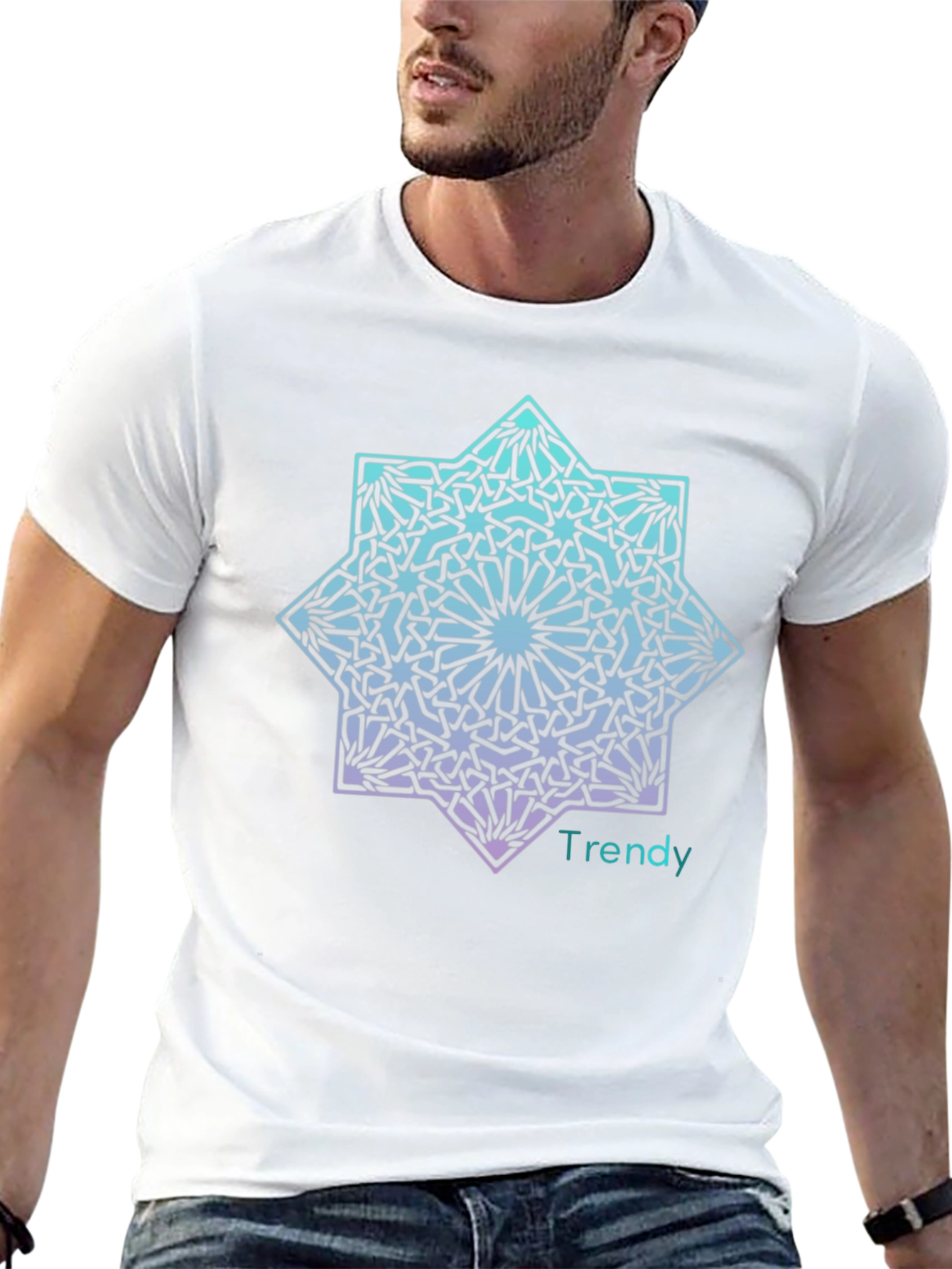 Trendy Geometric Star Graphic T-Shirt