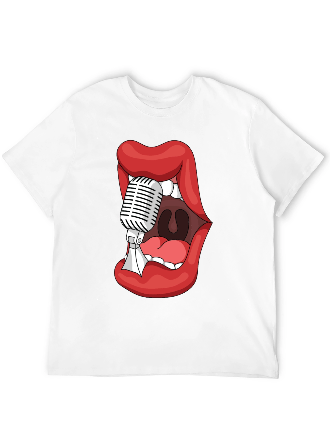 Graphic Tee - Lips Microphone Black Cotton Blend