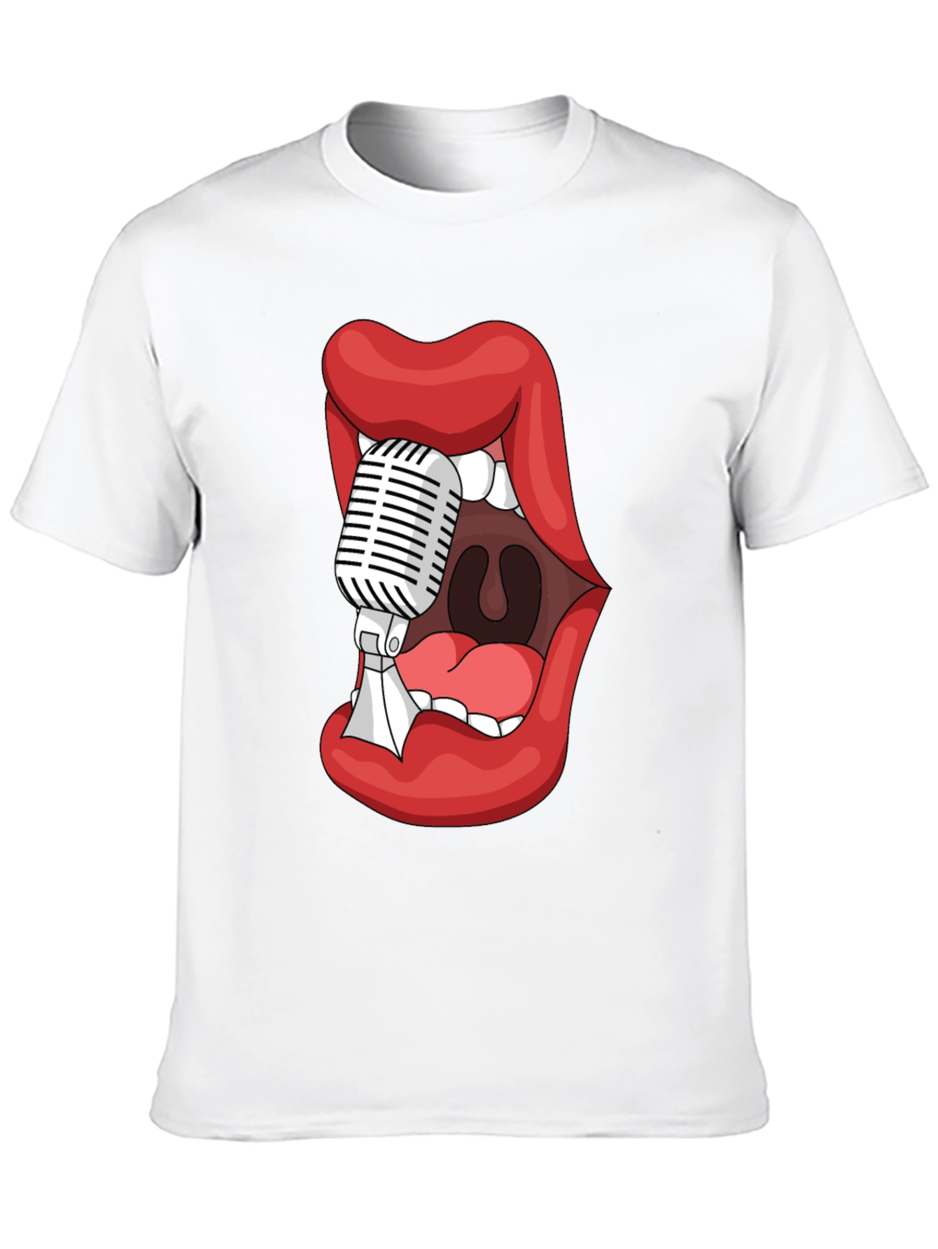 Graphic Tee - Lips Microphone Black Cotton Blend