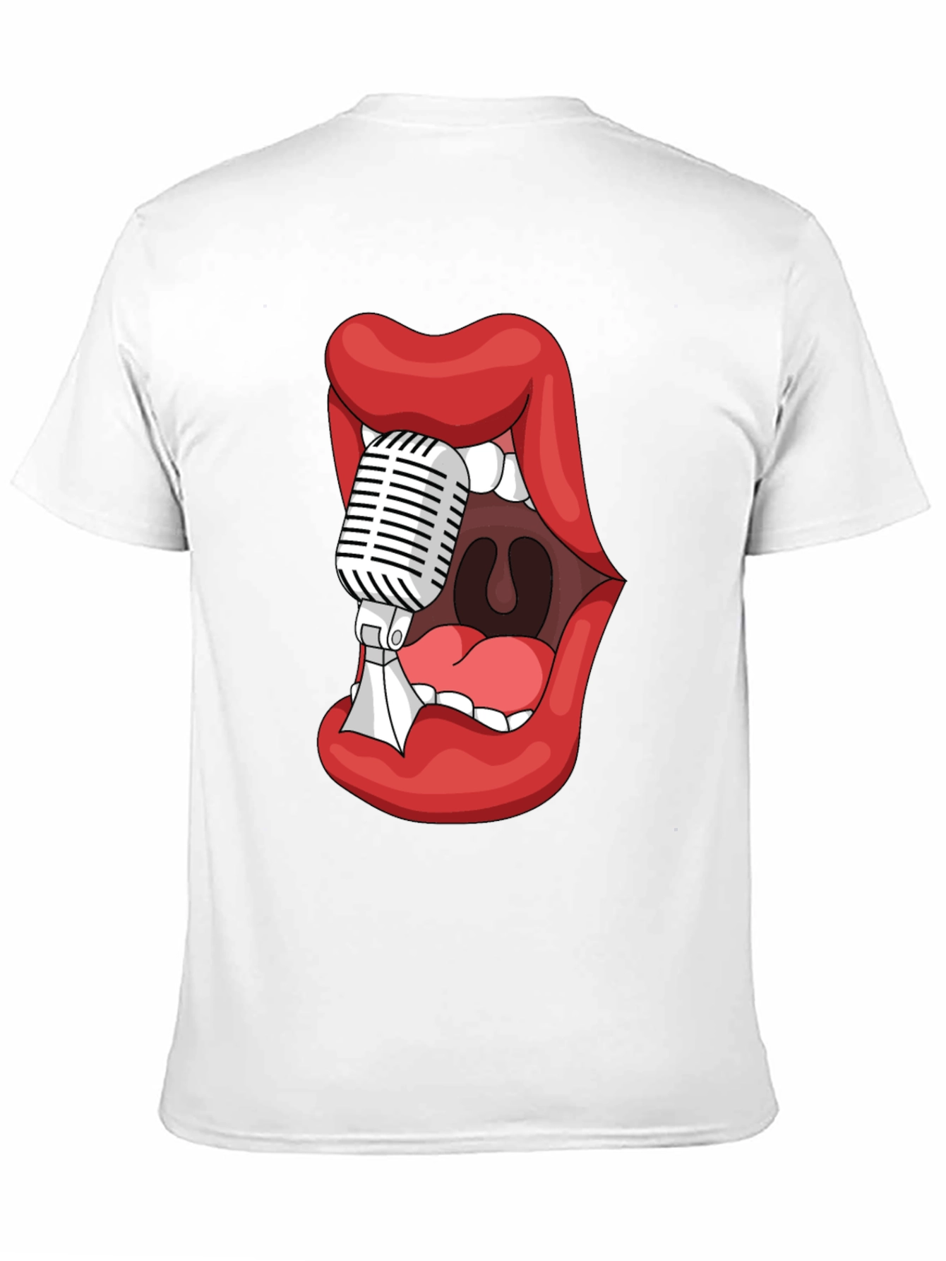 Graphic Tee - Lips Microphone Black Cotton Blend