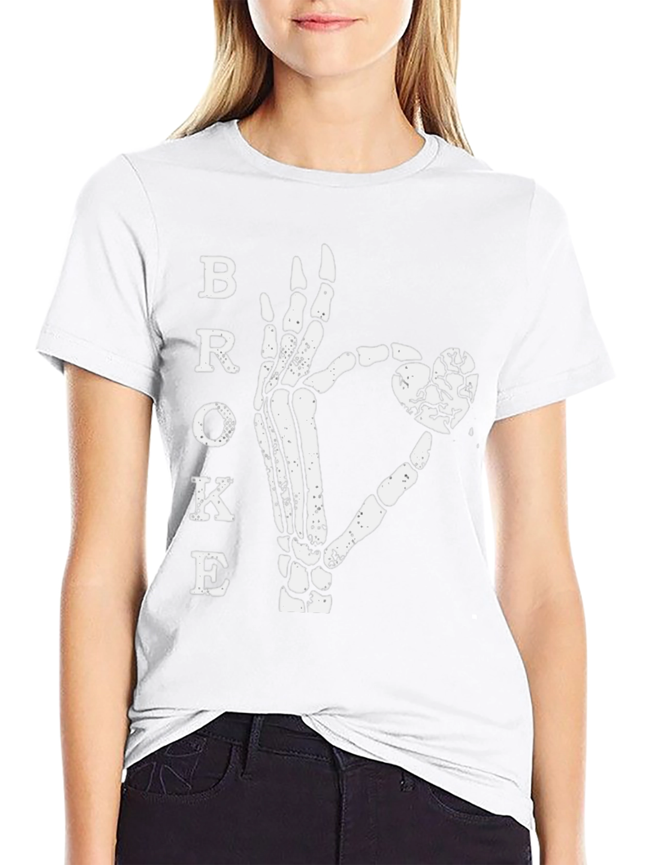 Broke Heart Skeleton Hand Graphic Tee