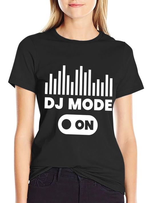 DJ Mode On Graphic Tee - Black Cotton T-Shirt