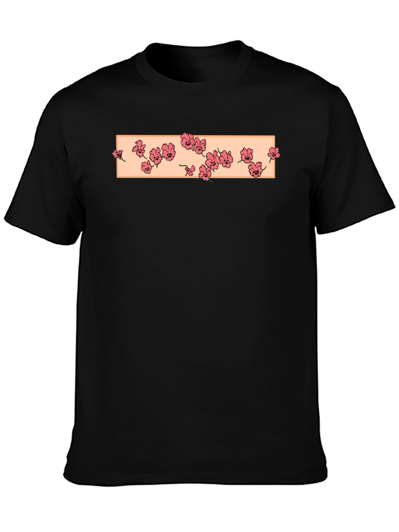 Floral Box Print Black T-Shirt