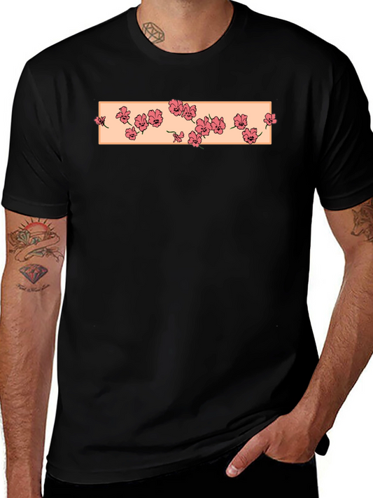 Floral Box Print Black T-Shirt