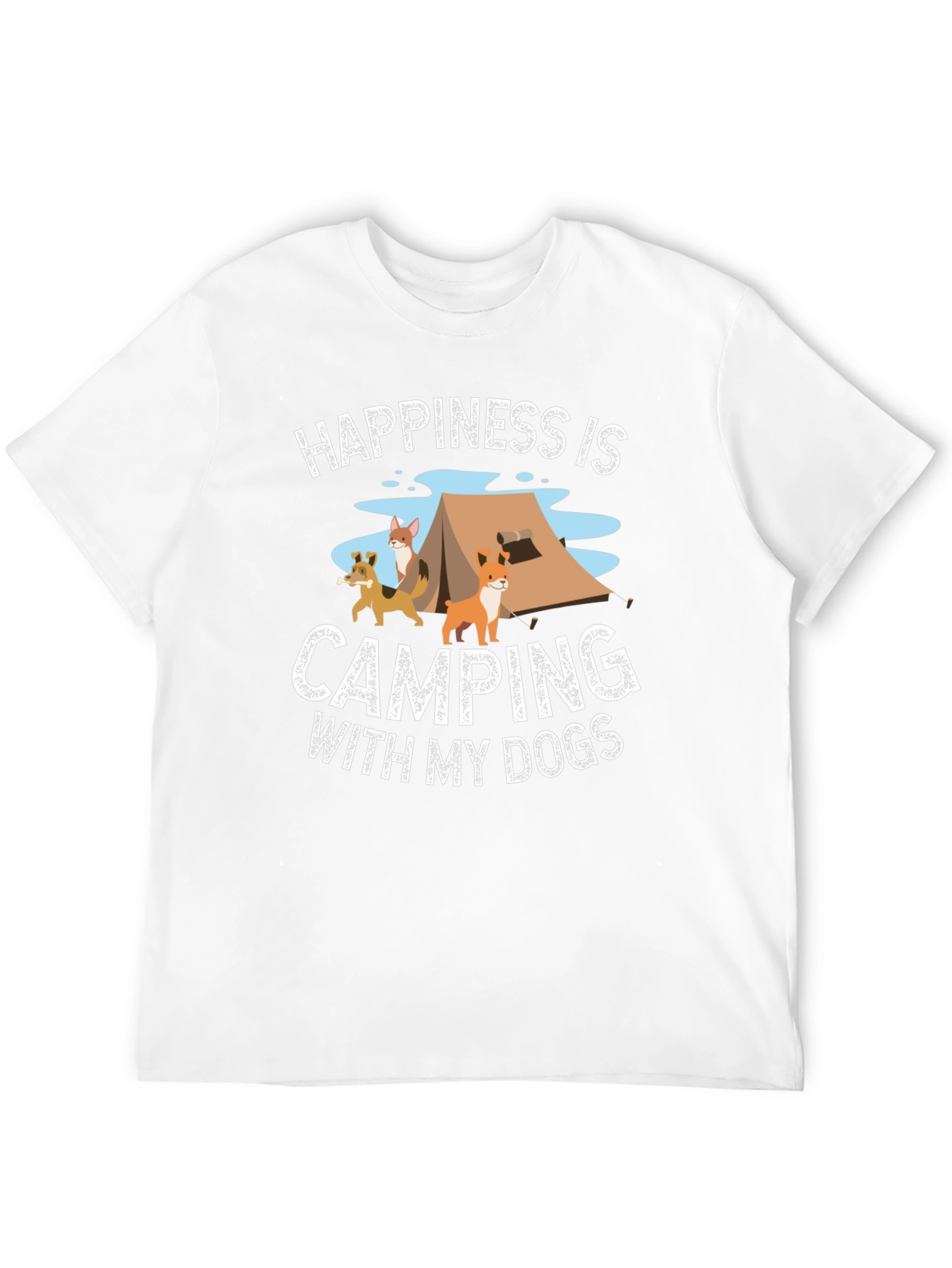 Happiness Camping with My Dogs Black T-Shirt