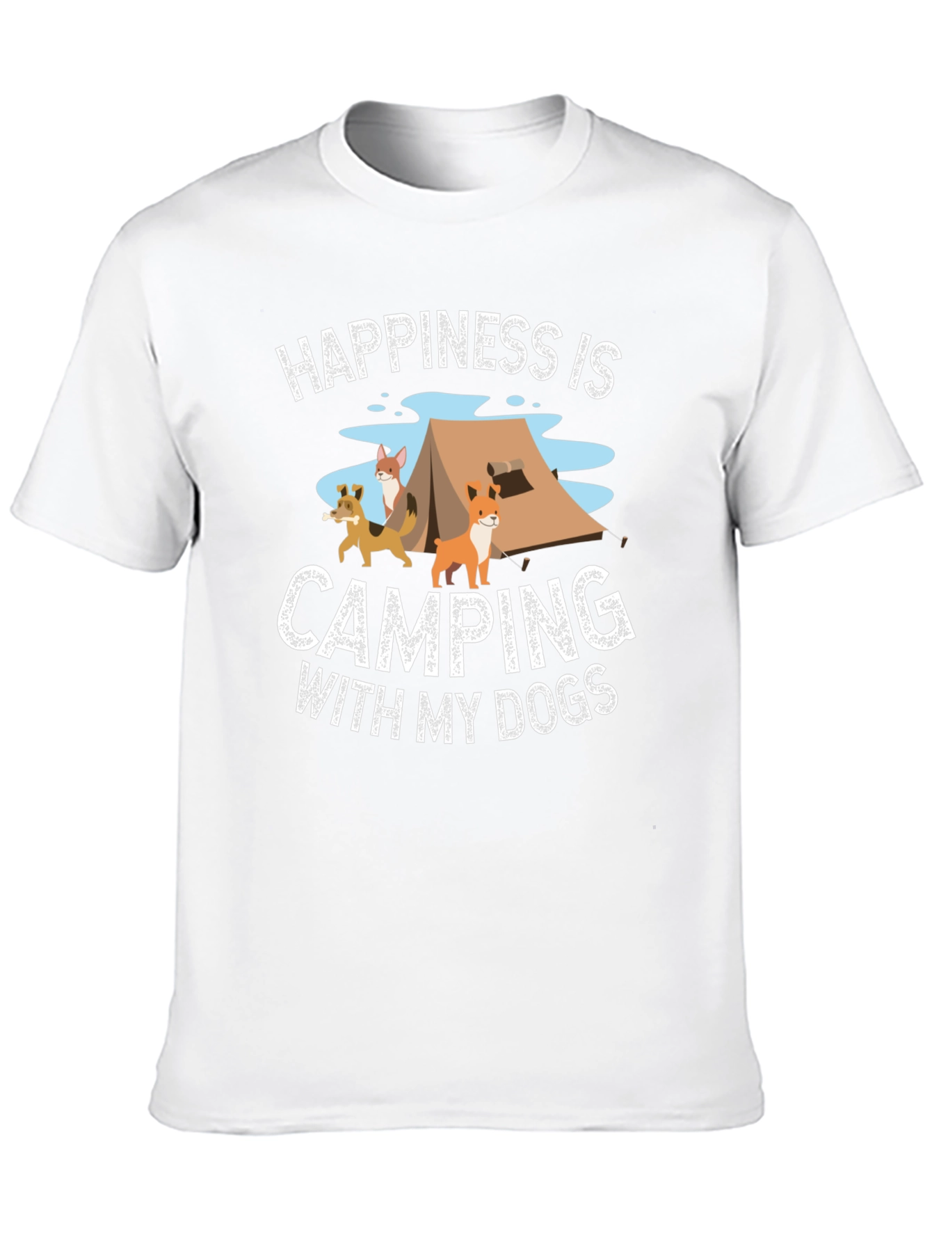 Happiness Camping with My Dogs Black T-Shirt