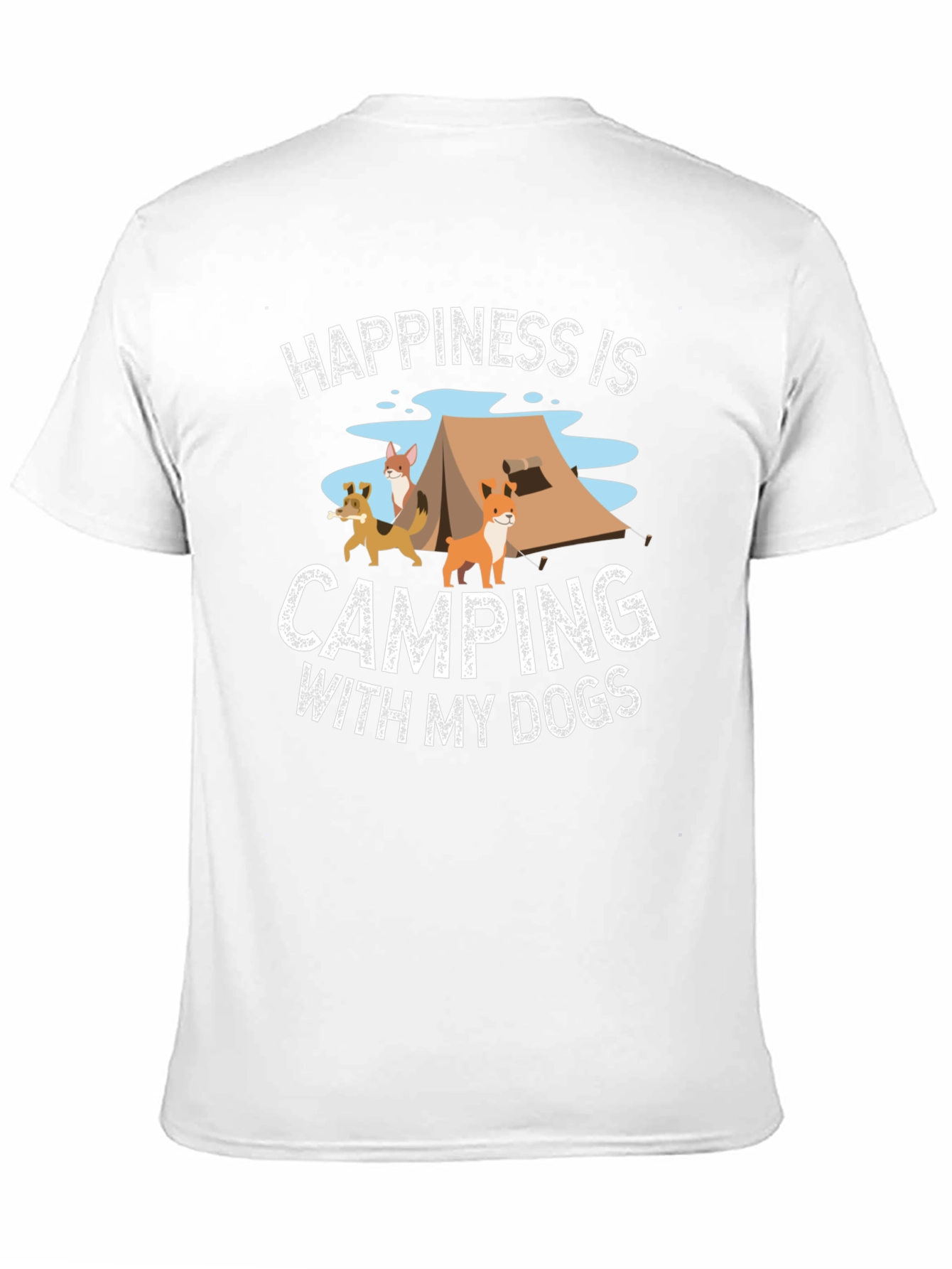 Happiness Camping with My Dogs Black T-Shirt