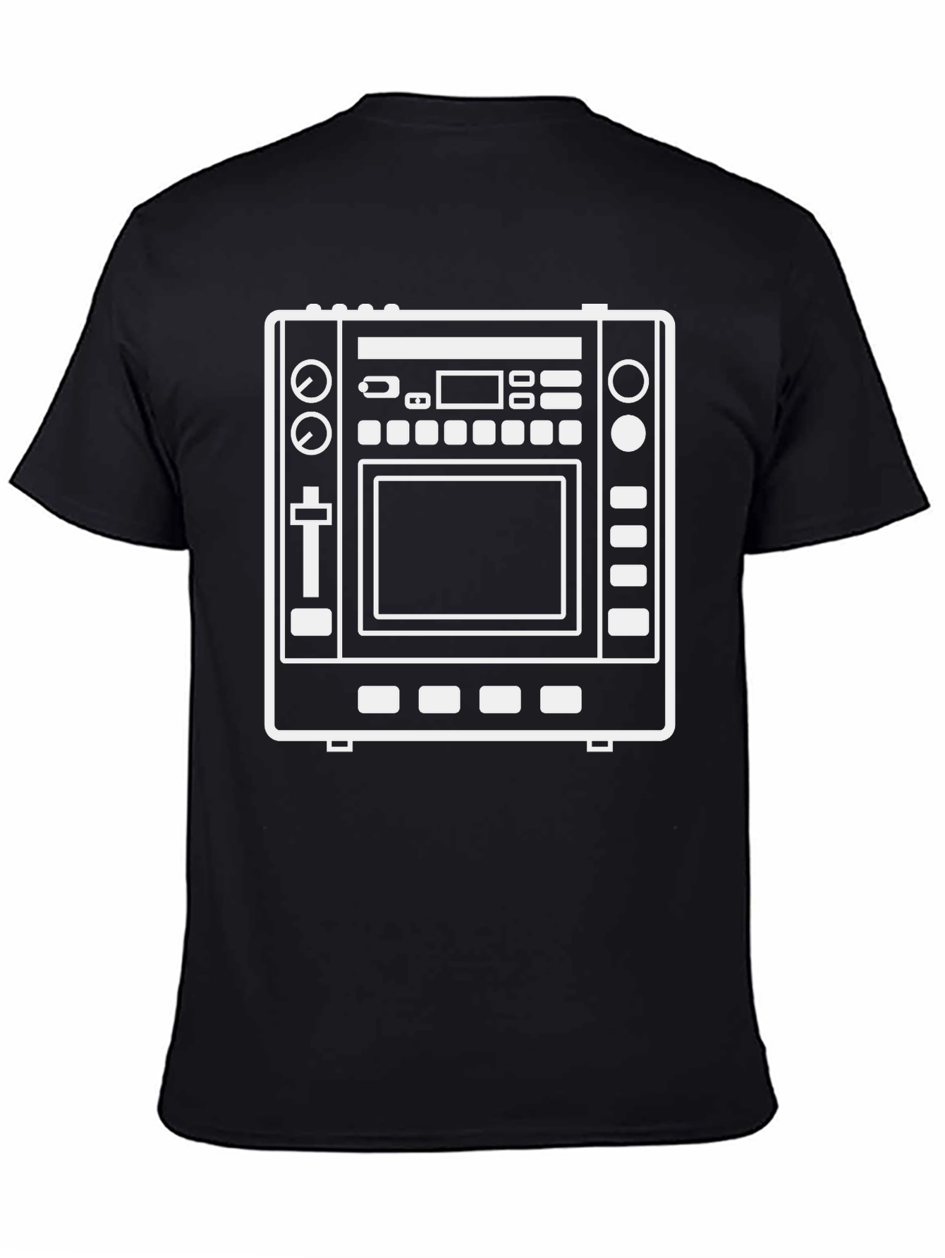 Black Tee with White Music Mixer Graphic