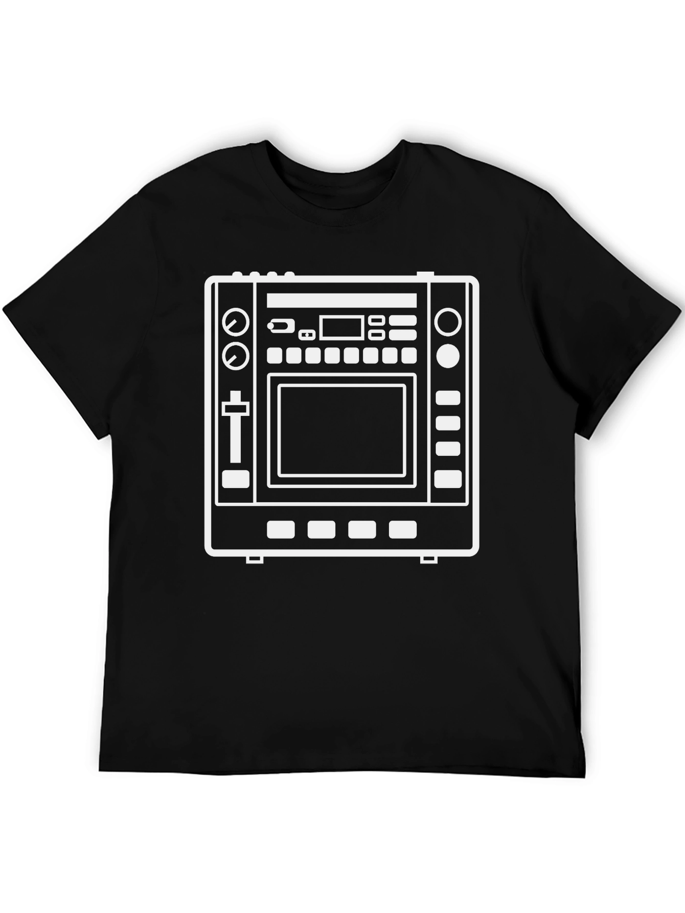 Black Tee with White Music Mixer Graphic
