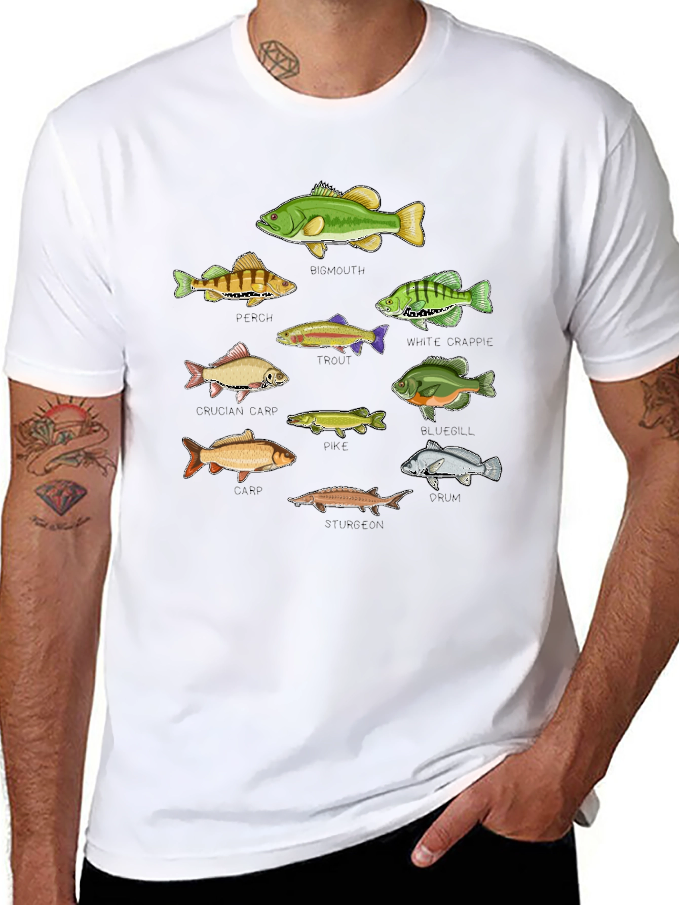 Fishing Species Graphic Print T-Shirt