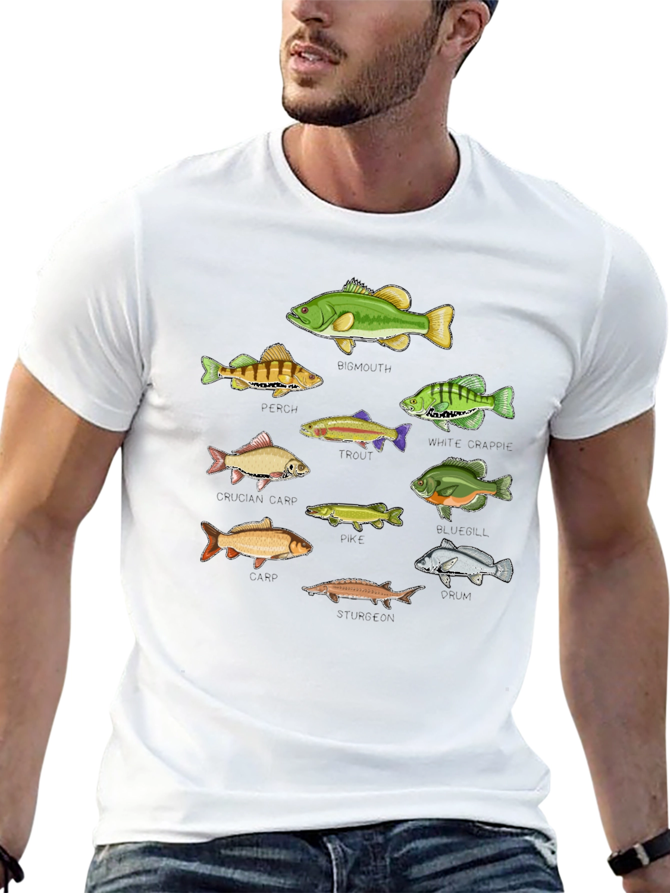 Fishing Species Graphic Print T-Shirt
