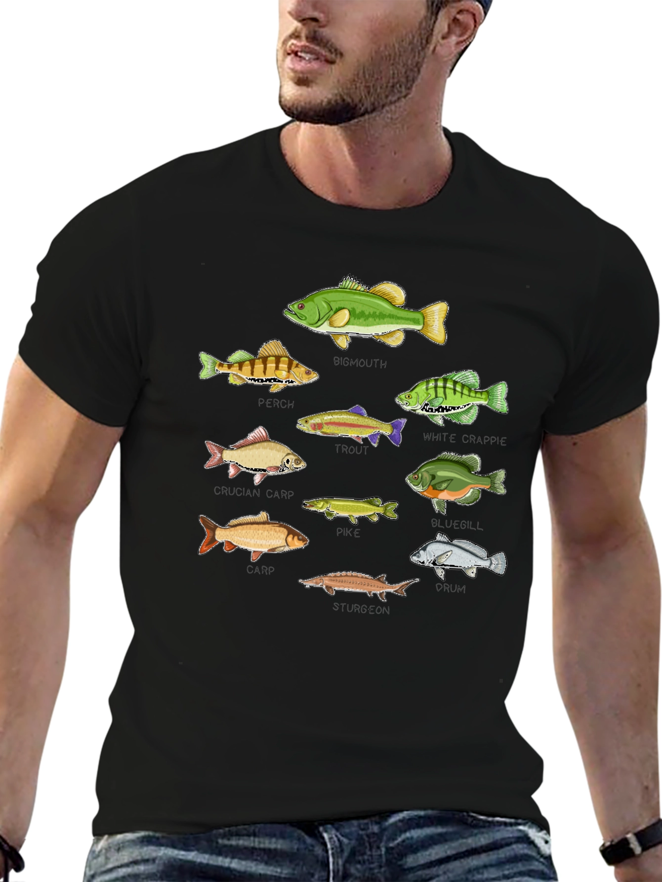Fishing Species Graphic Print T-Shirt